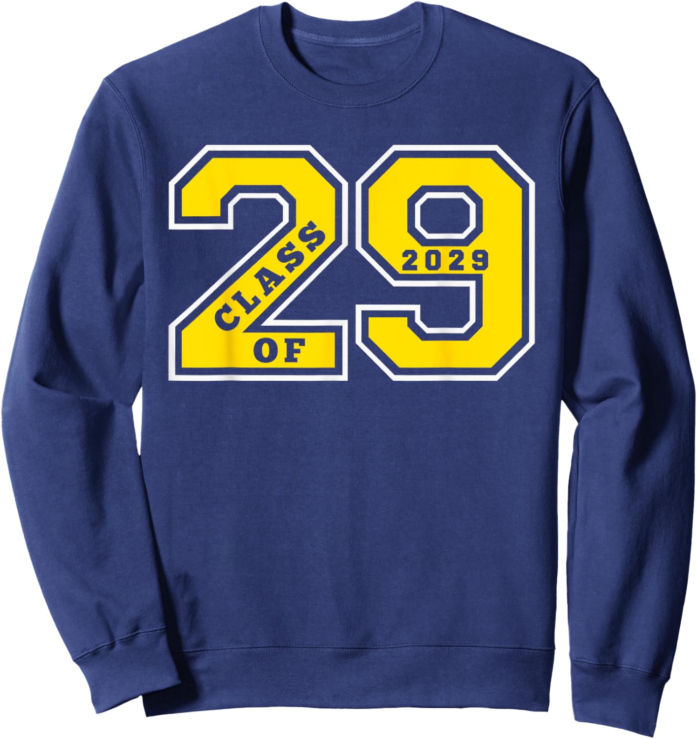 Class of 2029 - Letterman Style Gold Swag Class of 29 Gift 2 Sweatshirt - Sweatshirt | Navy