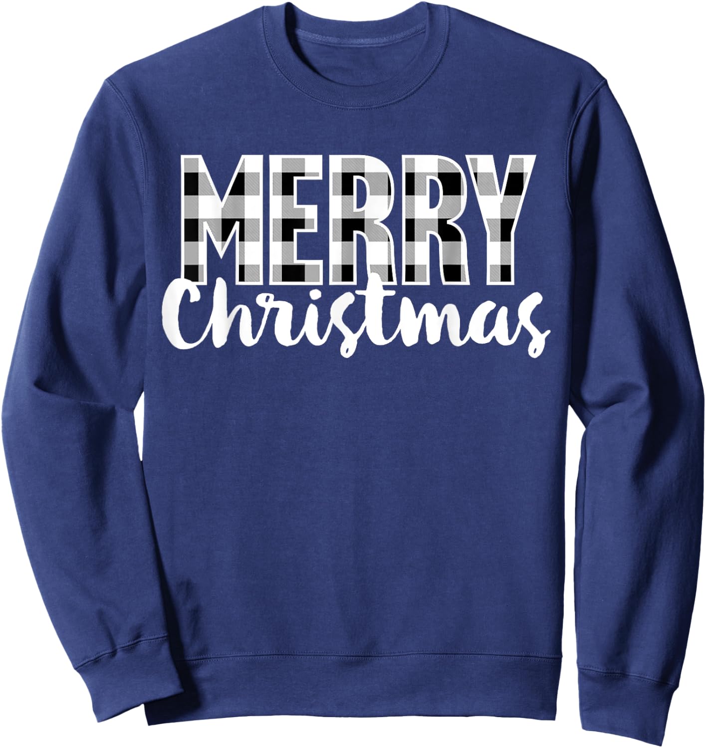Merry Christmas Shirt Women Men Kids Cool Buffalo Plaid Xmas Sweatshirt - Sweatshirt | Navy