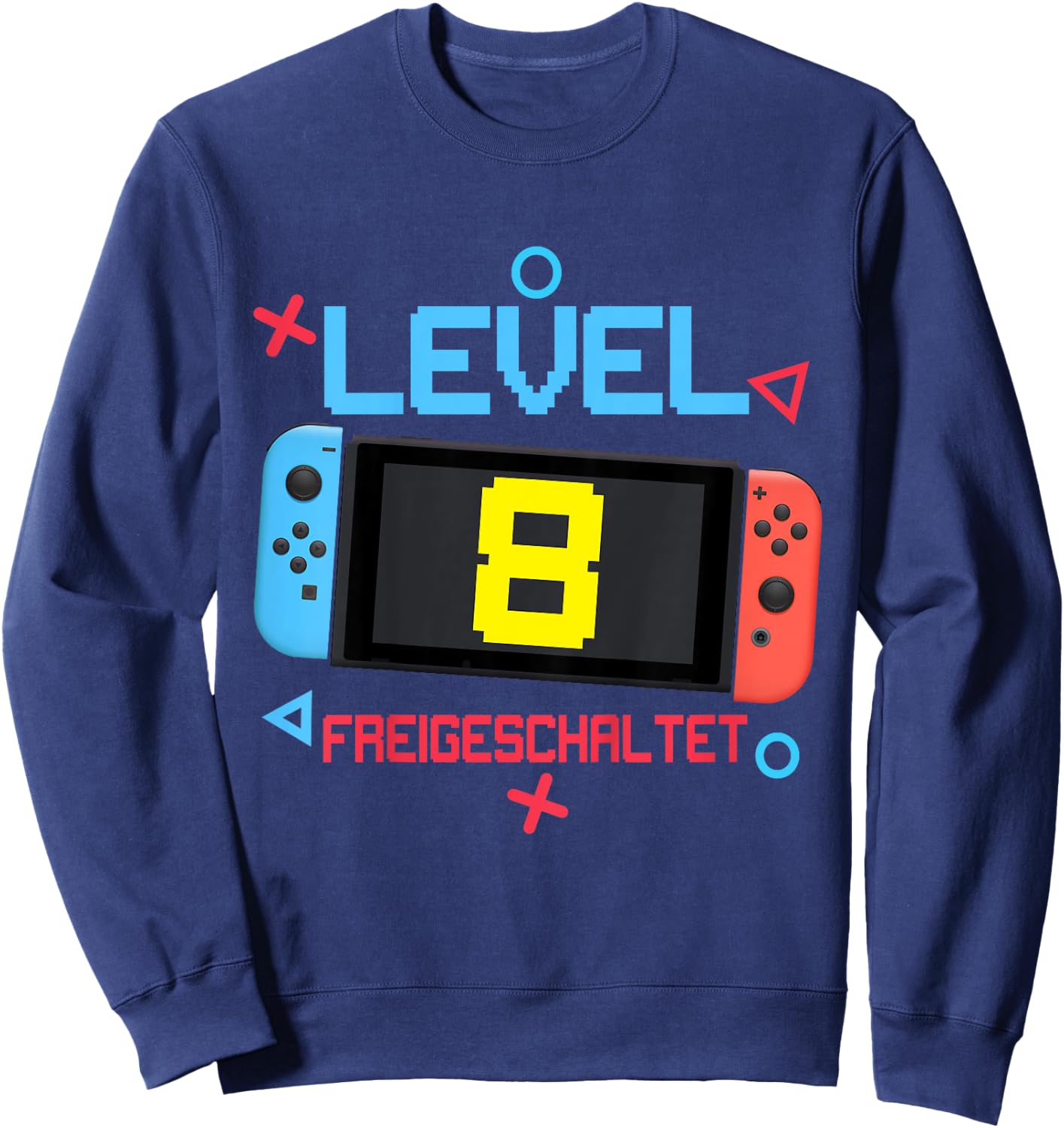 Kids 8th Birthday Boy 8 Years Old Level 8 Unlocked , black Sweatshirt - Sweatshirt | Navy