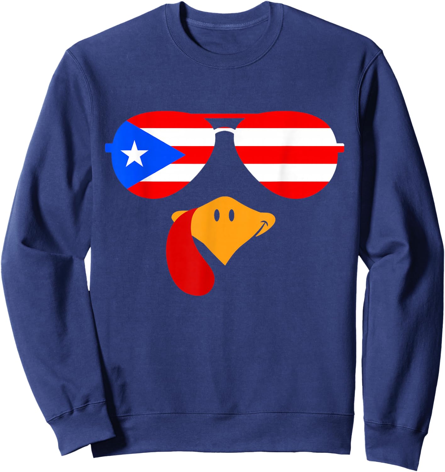 Turkey Face Thanksgiving For Boys Puerto Rico Flag Boricua Sweatshirt - Sweatshirt | Navy