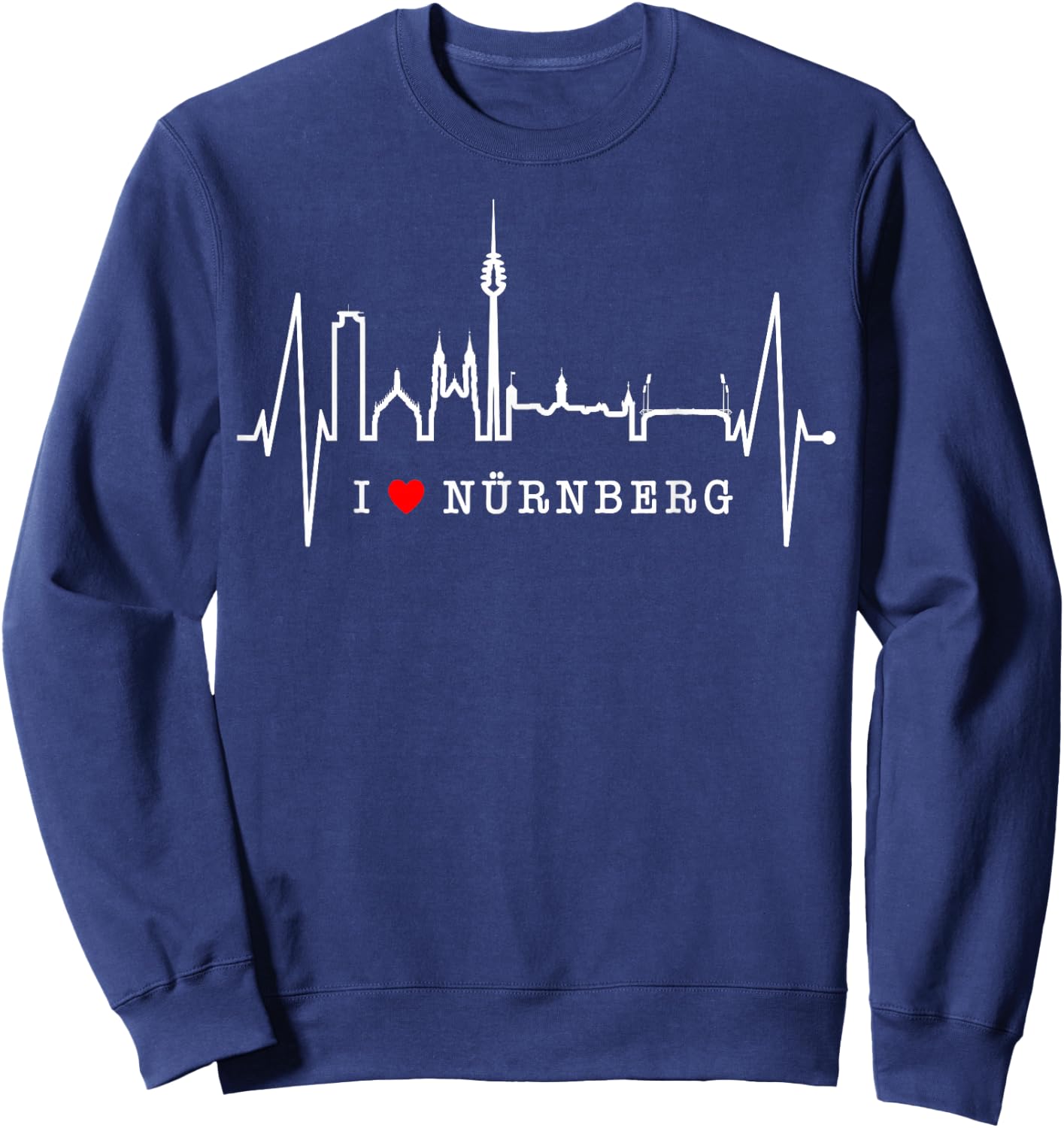 Nürnberg Skyline Herzschlag Fan Herz Liebe I Love Nürnberg Sweatshirt - Sweatshirt | Navy