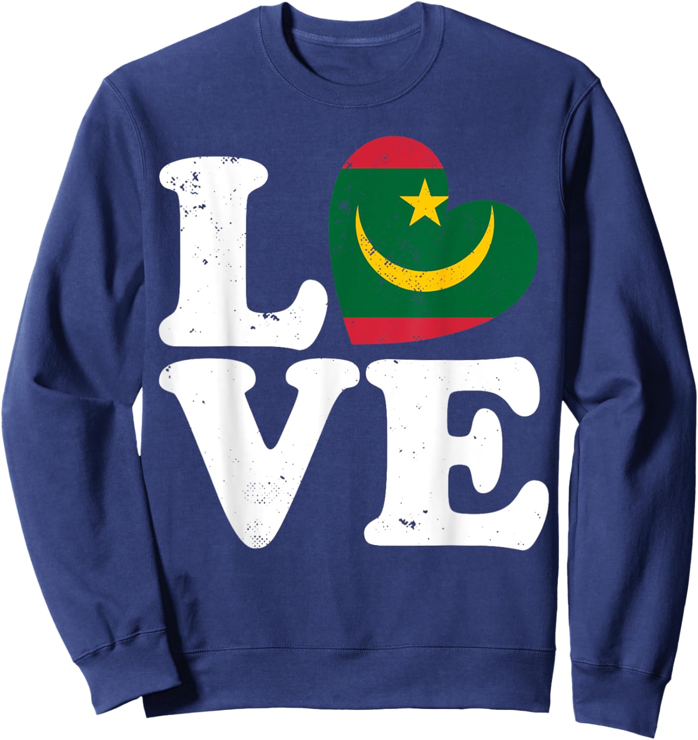 Love Heart Mauritania Proud Mauritania Flag Sweatshirt - Sweatshirt | Navy