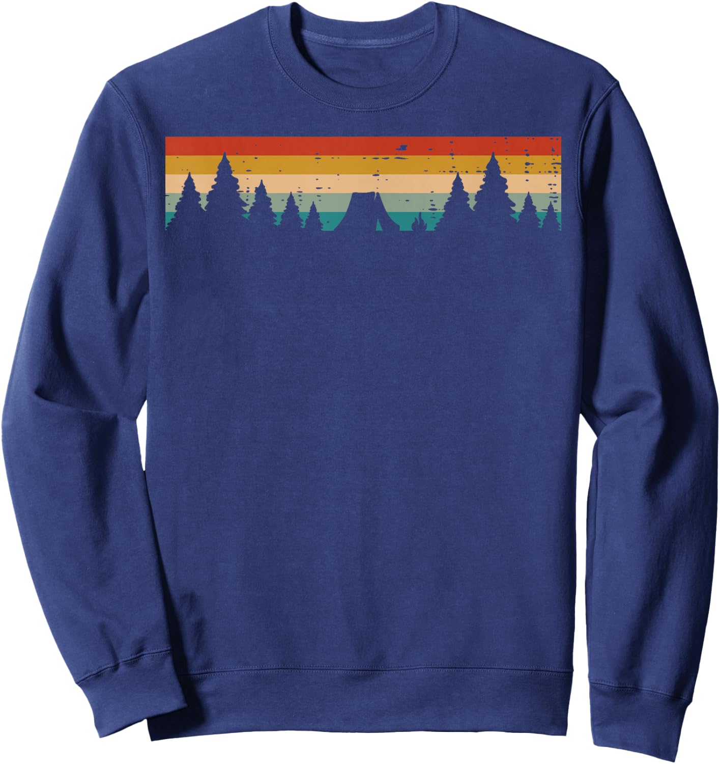 Tent Trees Sunset Retro Nature Camper Men Women Kids Boys Sweatshirt - Sweatshirt | Navy
