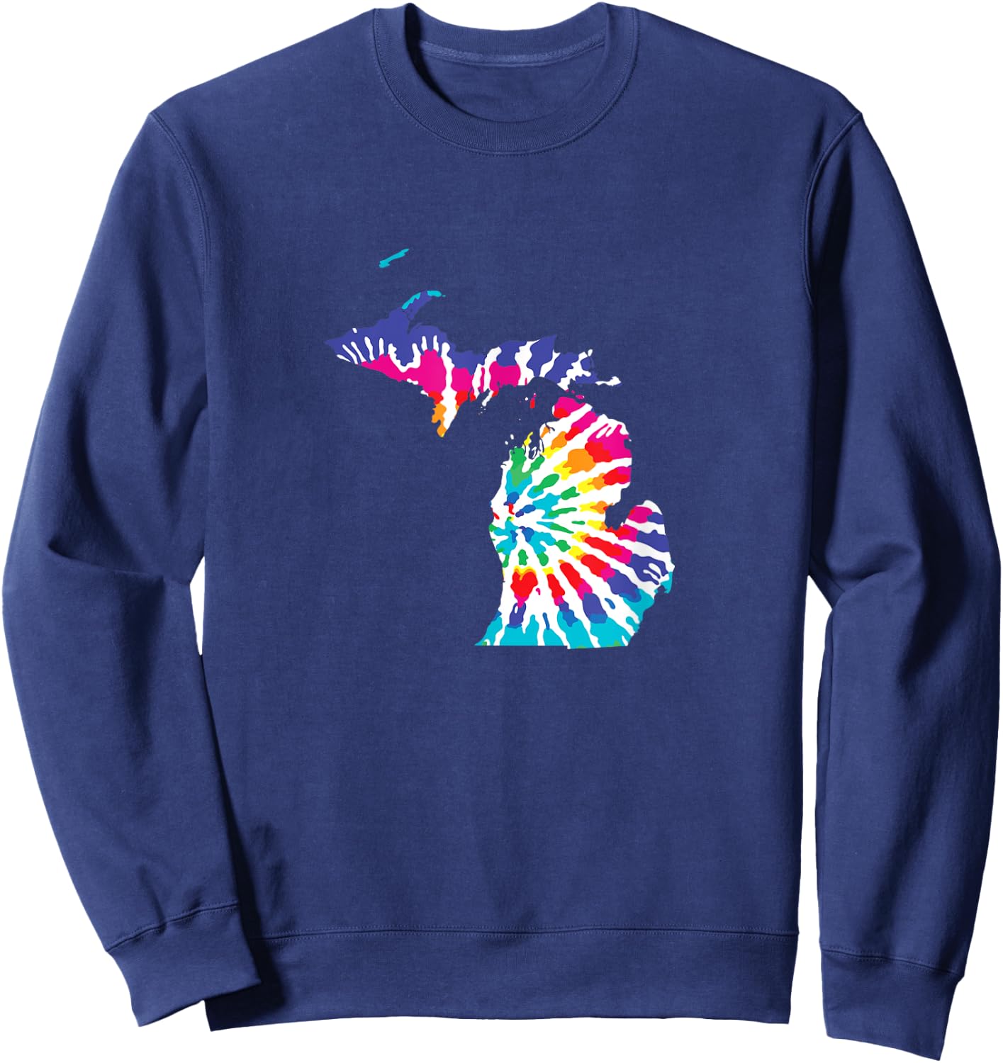 Michigan is Home Tie Dye State Pride T Shirt Sweatshirt - Sweatshirt | Navy