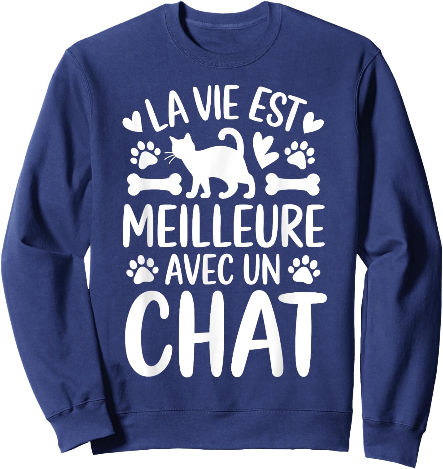 Cat Design Woman Girl Teen Life with a Cat Kitten , Black, S Sweatshirt - Sweatshirt | Navy
