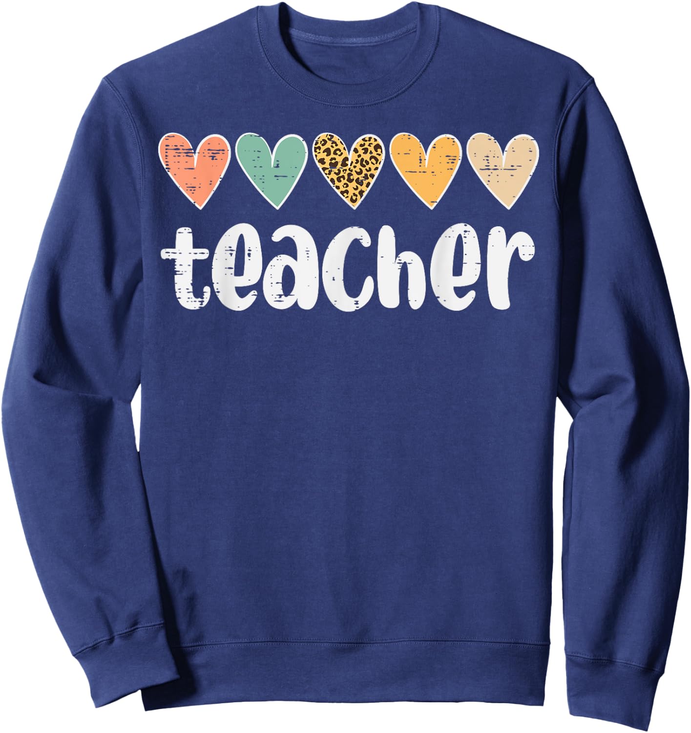 Teacher Hearts Leopard Love Appreciation Educator Women Sweatshirt - Sweatshirt | Navy