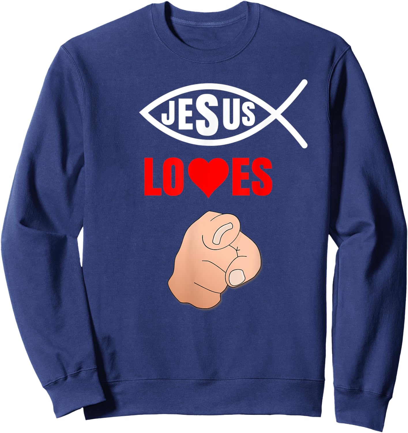 Ichthys Jesus loves you - Christian Ichthus Fish Ichthys4m3 Sweatshirt - Sweatshirt | Navy