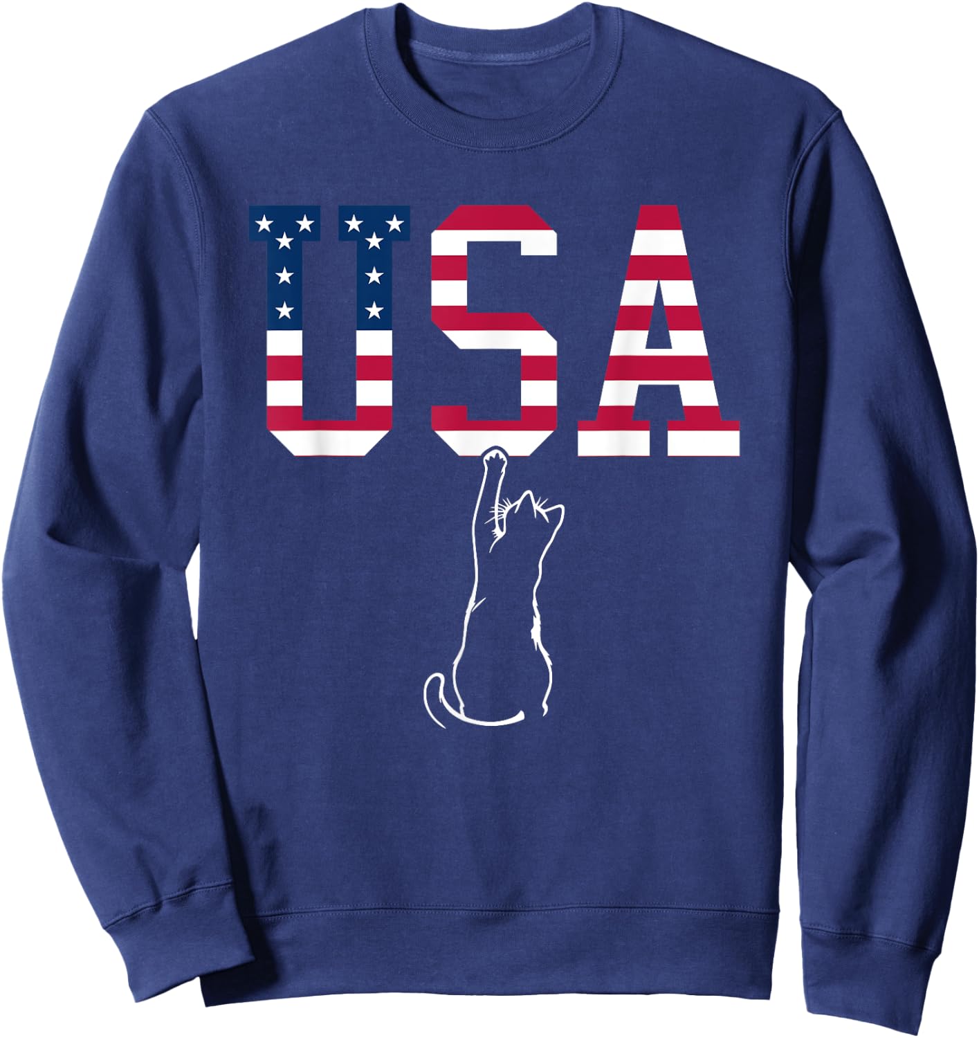 Funny USA Cat Shirt | Funny USA Shirt | USA Kitten Sweatshirt - Sweatshirt | Navy