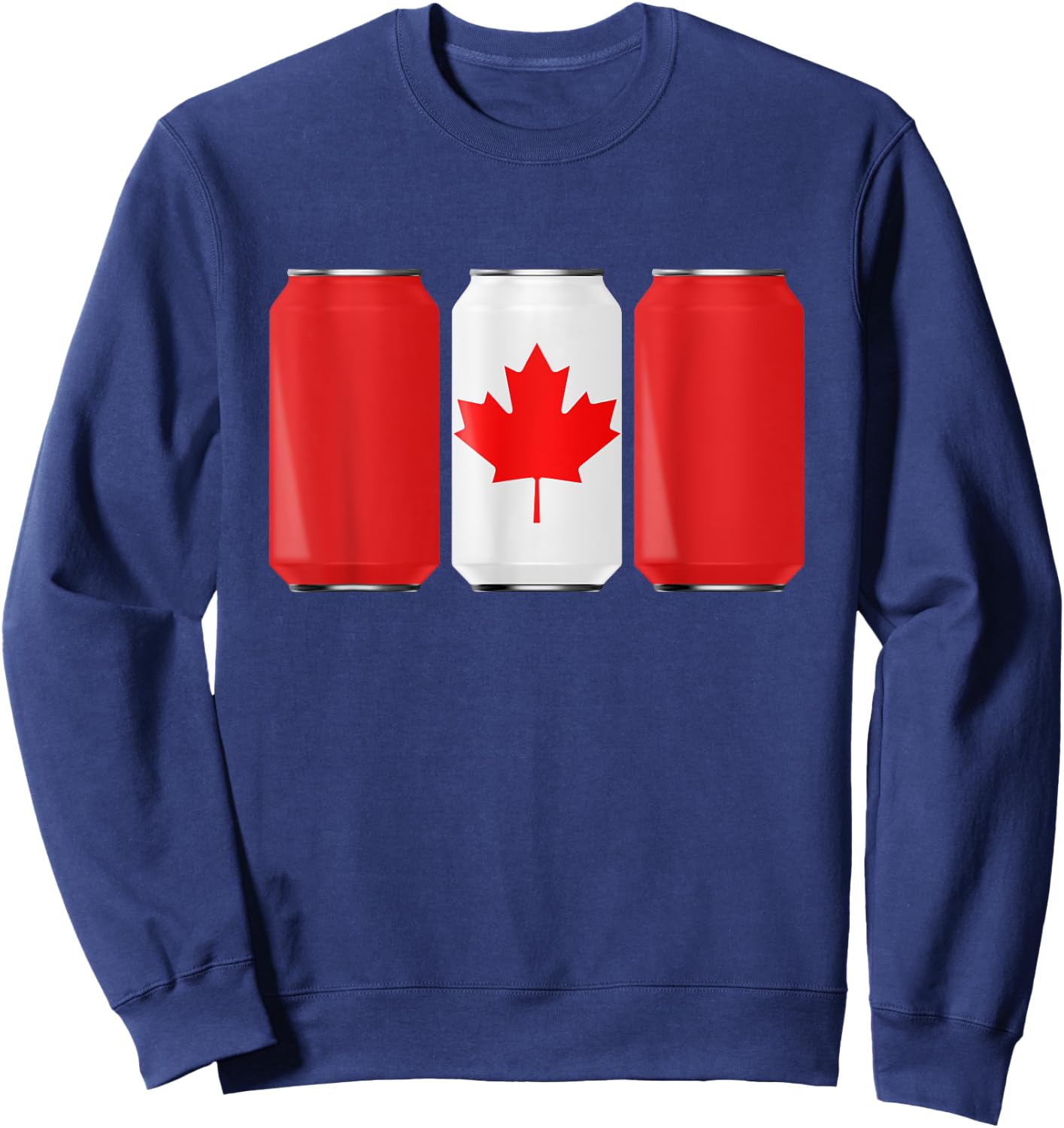 Patriotic Beer Cans Canada w/ Canadian Flag Women Men Sweatshirt - Sweatshirt | Navy
