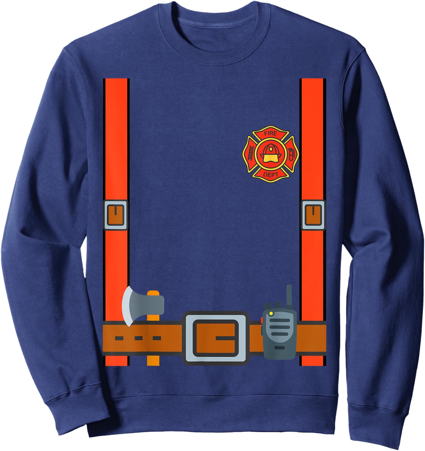 Fireman Halloween DIY Firefighter Uniform Costume Dressup Sweatshirt - Sweatshirt | Navy