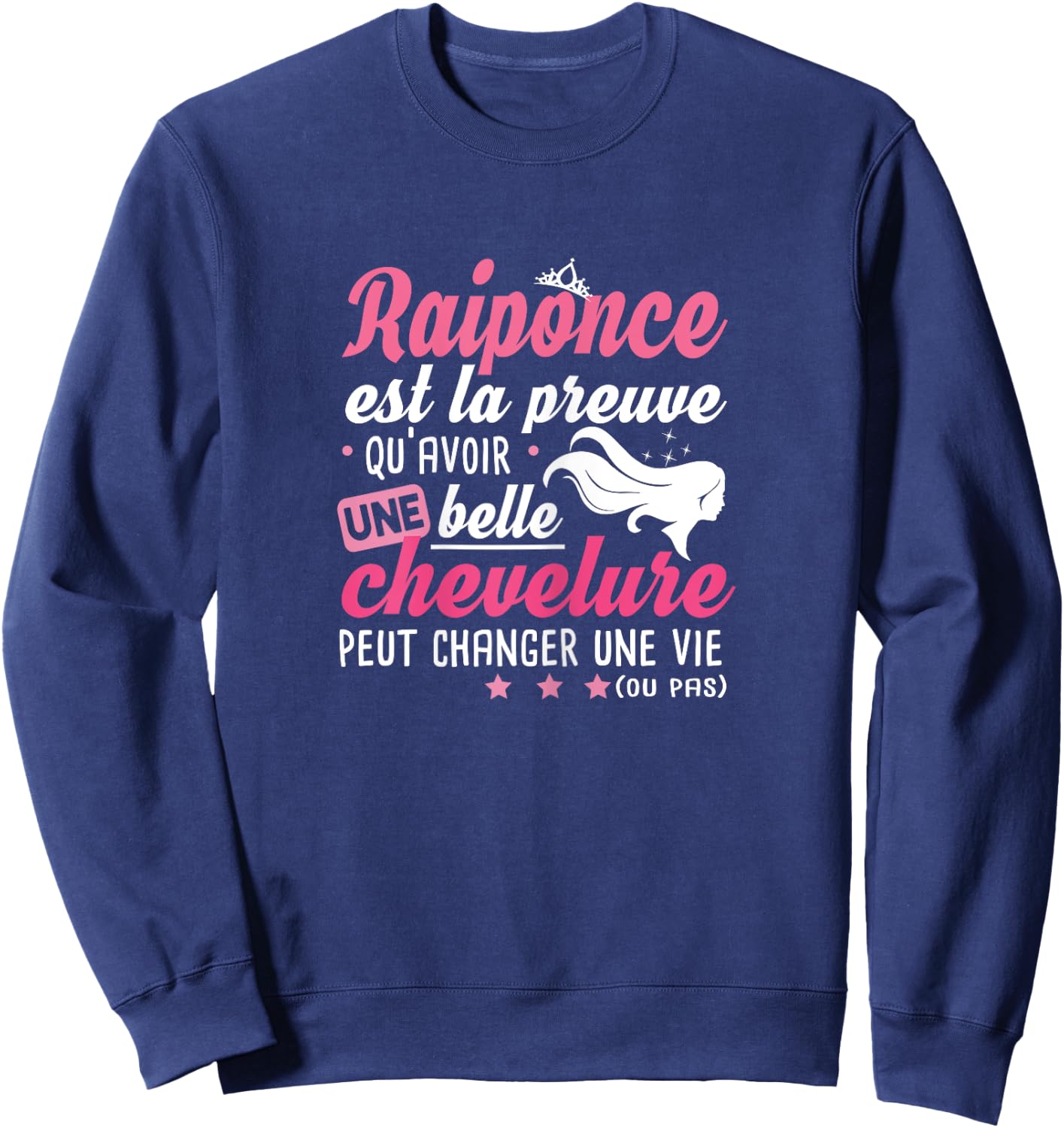 Rapunzel Hair Gift Dressing Table Hairstyle Humour Woman , Black Sweatshirt - Sweatshirt | Navy