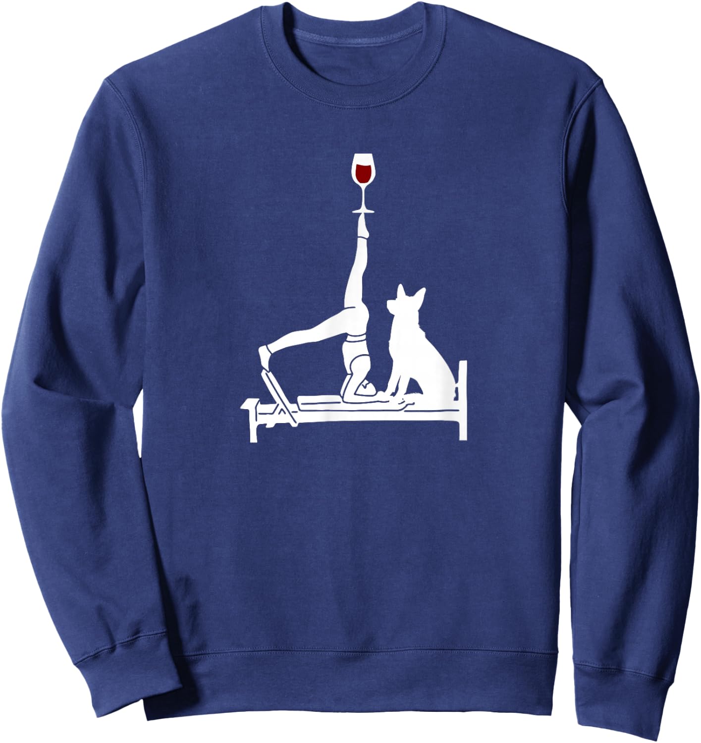 Reformer Pilates wine German Shepherd dog Sweatshirt - Sweatshirt | Navy