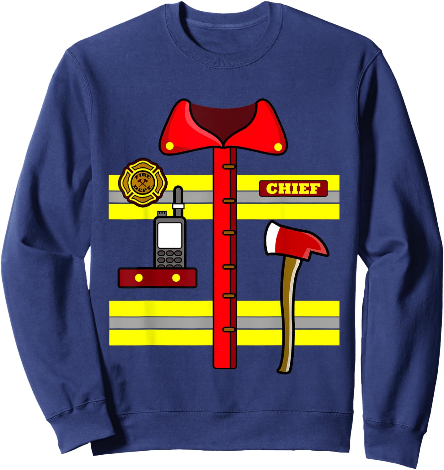 Adult Kids Halloween Fireman Firefighter Costume Sweatshirt - Sweatshirt | Navy