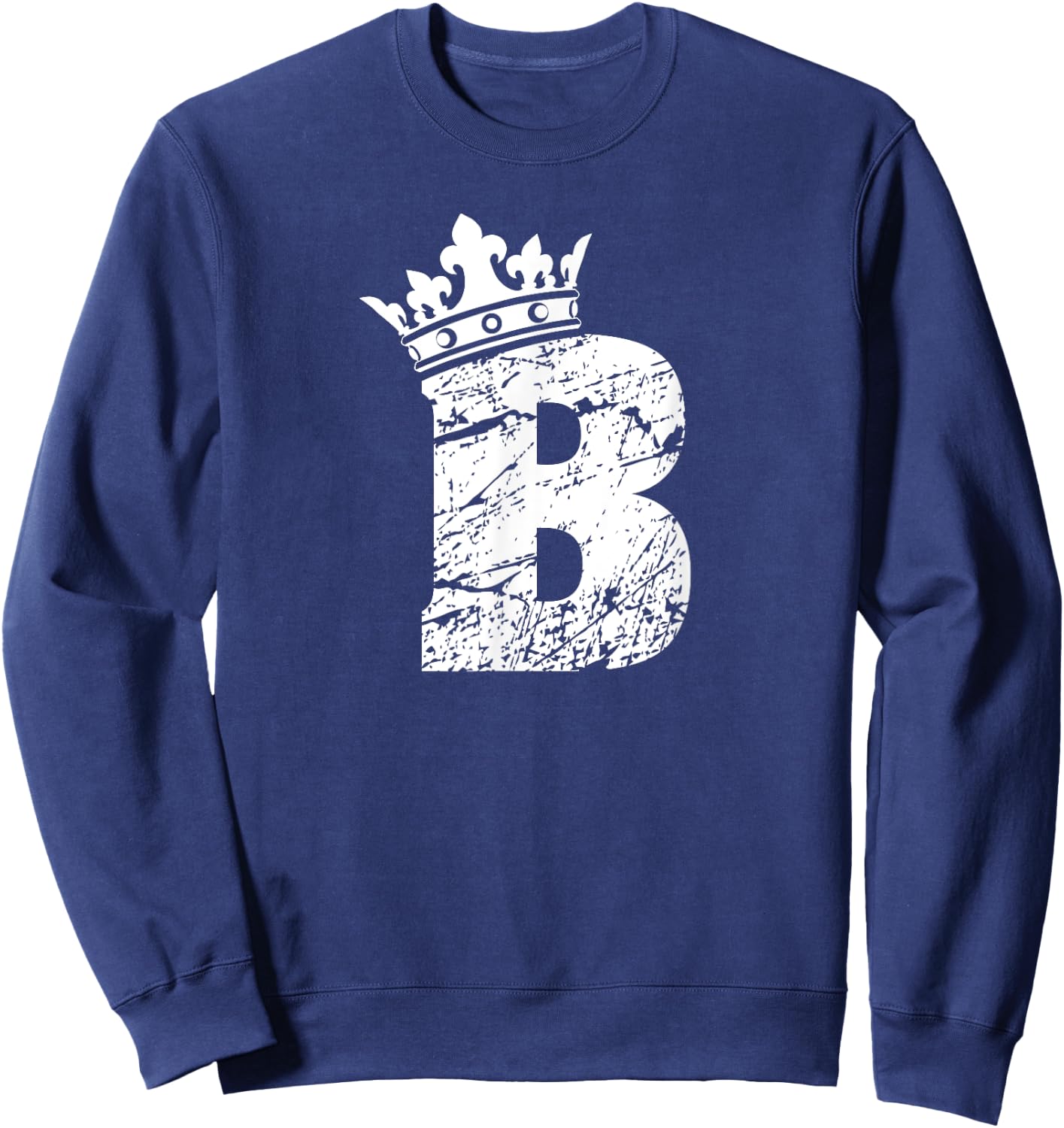 Alphabet T Shirt- Initial Letter B And King Queen Crown Sweatshirt - Sweatshirt | Navy