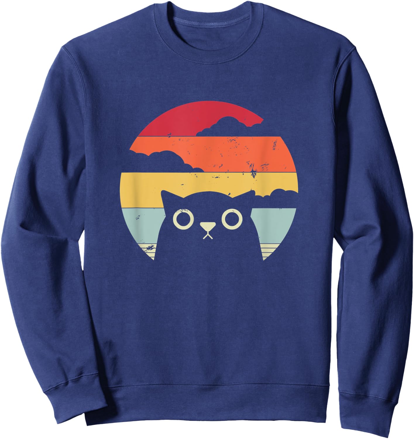 Funny Cat Retro Style Sweatshirt - Sweatshirt | Navy