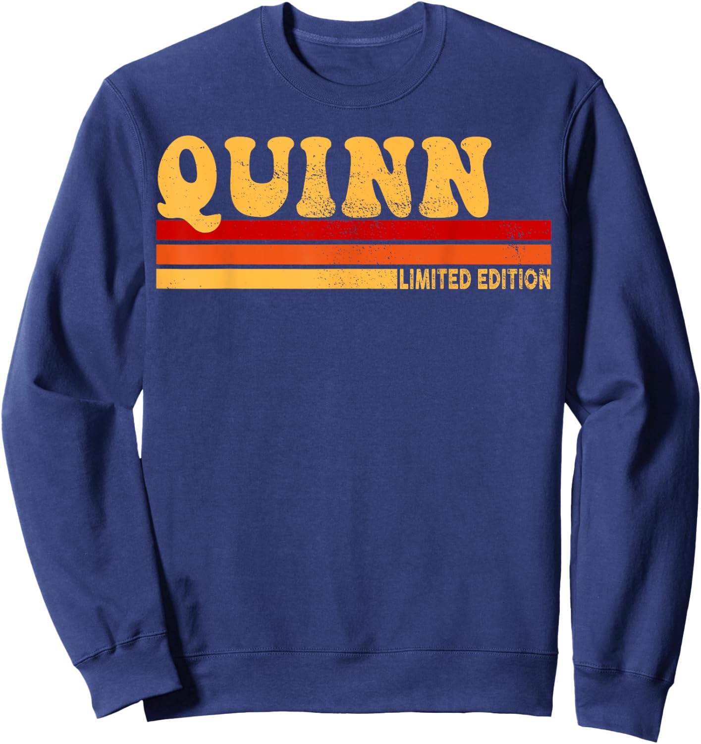 LUXETHREADS Quinn Name Personalized Cute Idea Women Vintage Quinn , Small, Black Sweatshirt - Sweatshirt | Navy