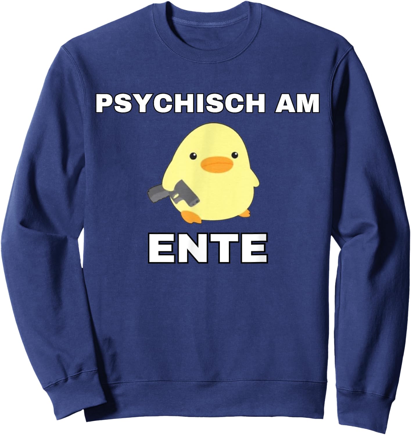 Lustige Geschenke versaute Geschenke - Psychisch am Ente - Funny Black Adult Cartoon Duck with V-Neck Small EU Sweatshirt - Sweatshirt | Navy