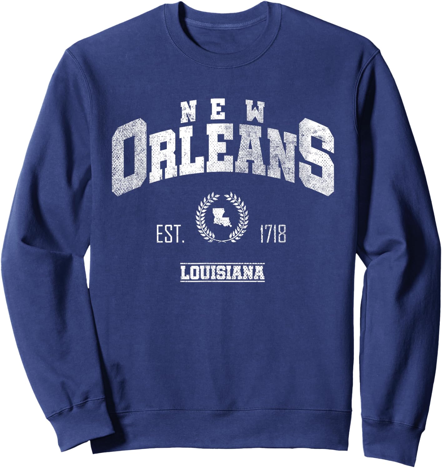 New Orleans LA | Louisiana | Vintage Throwback Sweatshirt - Sweatshirt | Navy