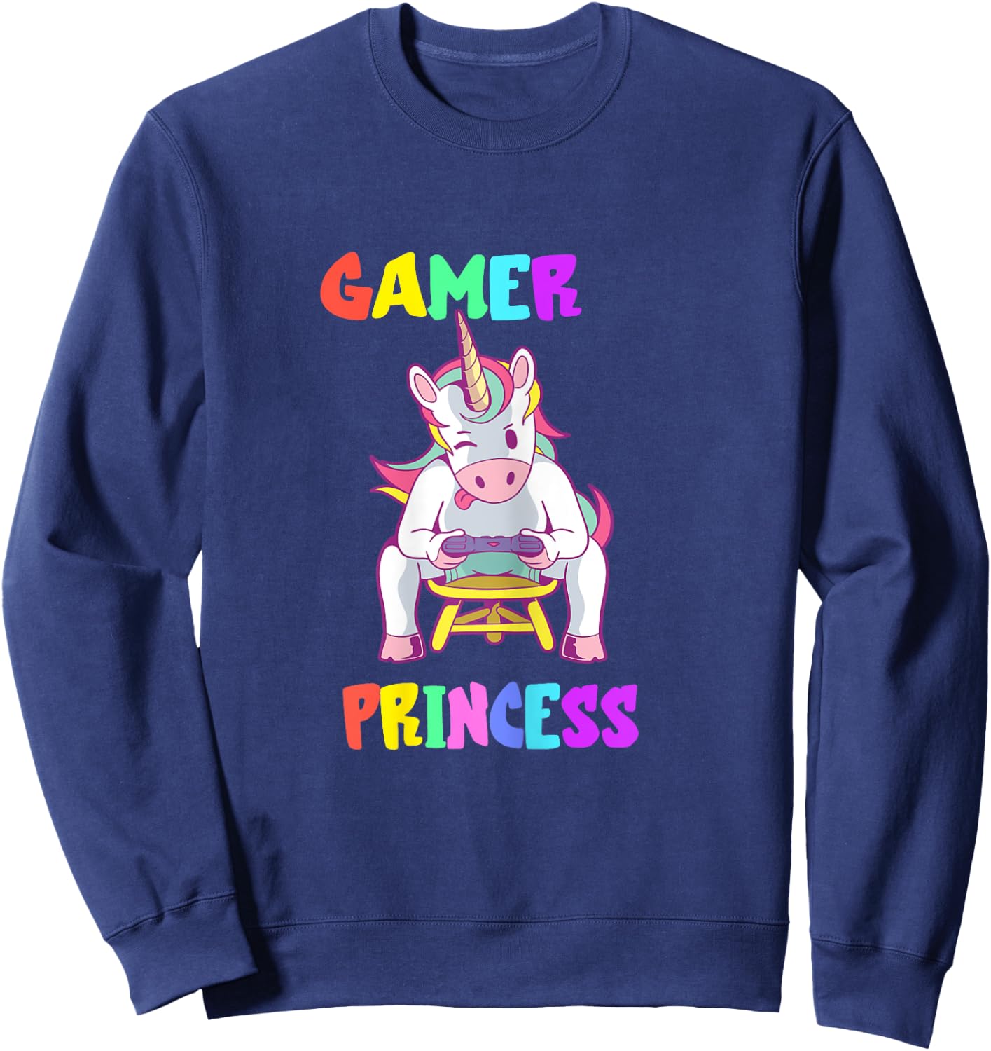 Gamer Princess Gaming Princess Gaming Unicorn Console Player Sweatshirt - Sweatshirt | Navy