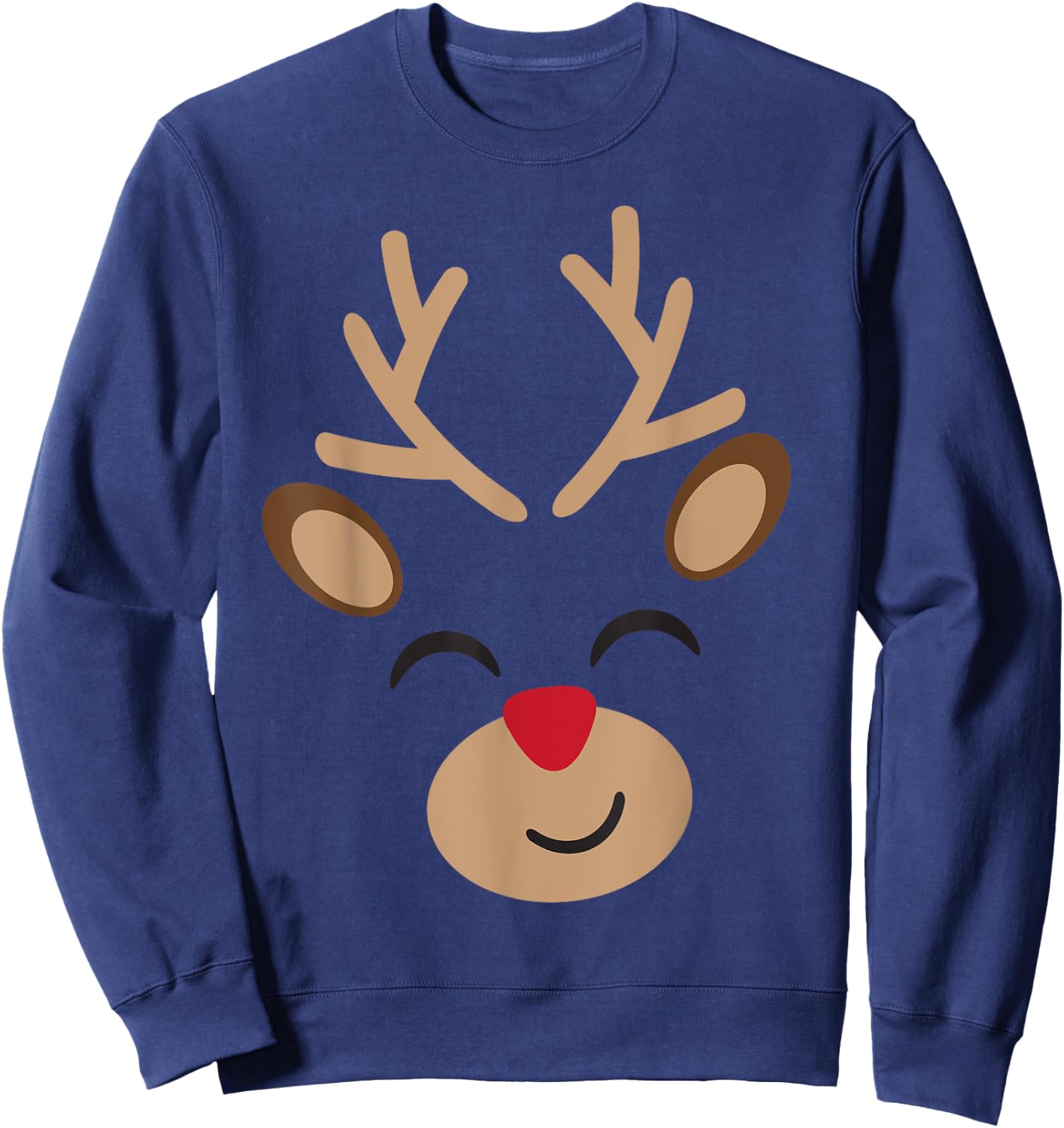 Adorable Reindeer Holiday Graphic - Festive Christmas Design Sweatshirt - Sweatshirt | Navy