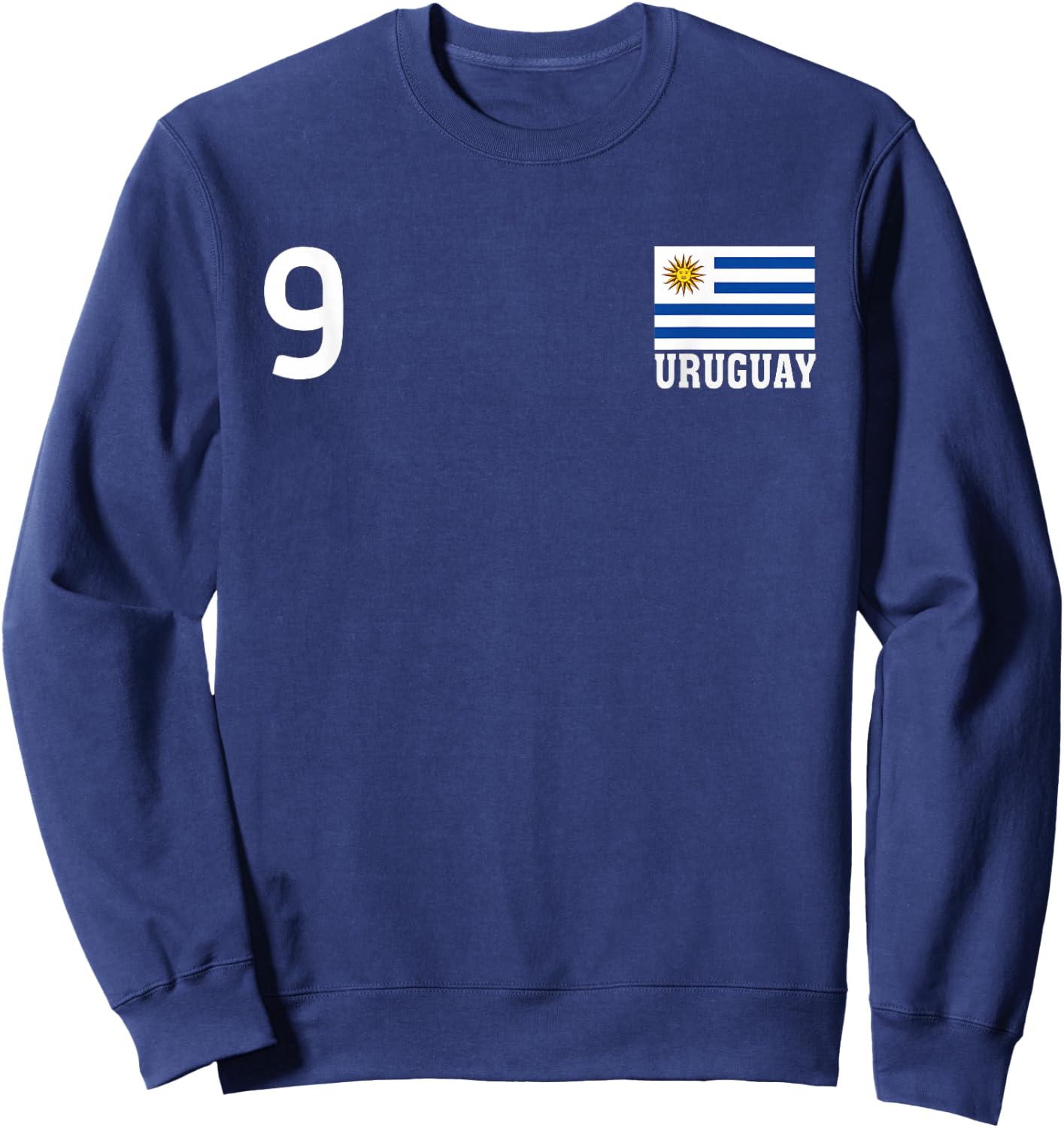 Uruguay Number 9 National Flag Country Heritage Sweatshirt - Sweatshirt | Navy