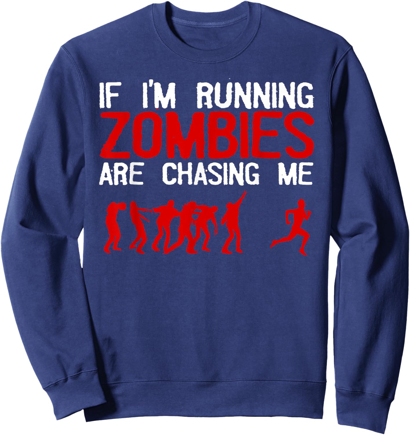 Zombie Running Design Women Halloween Funny Running Sweatshirt - Sweatshirt | Navy