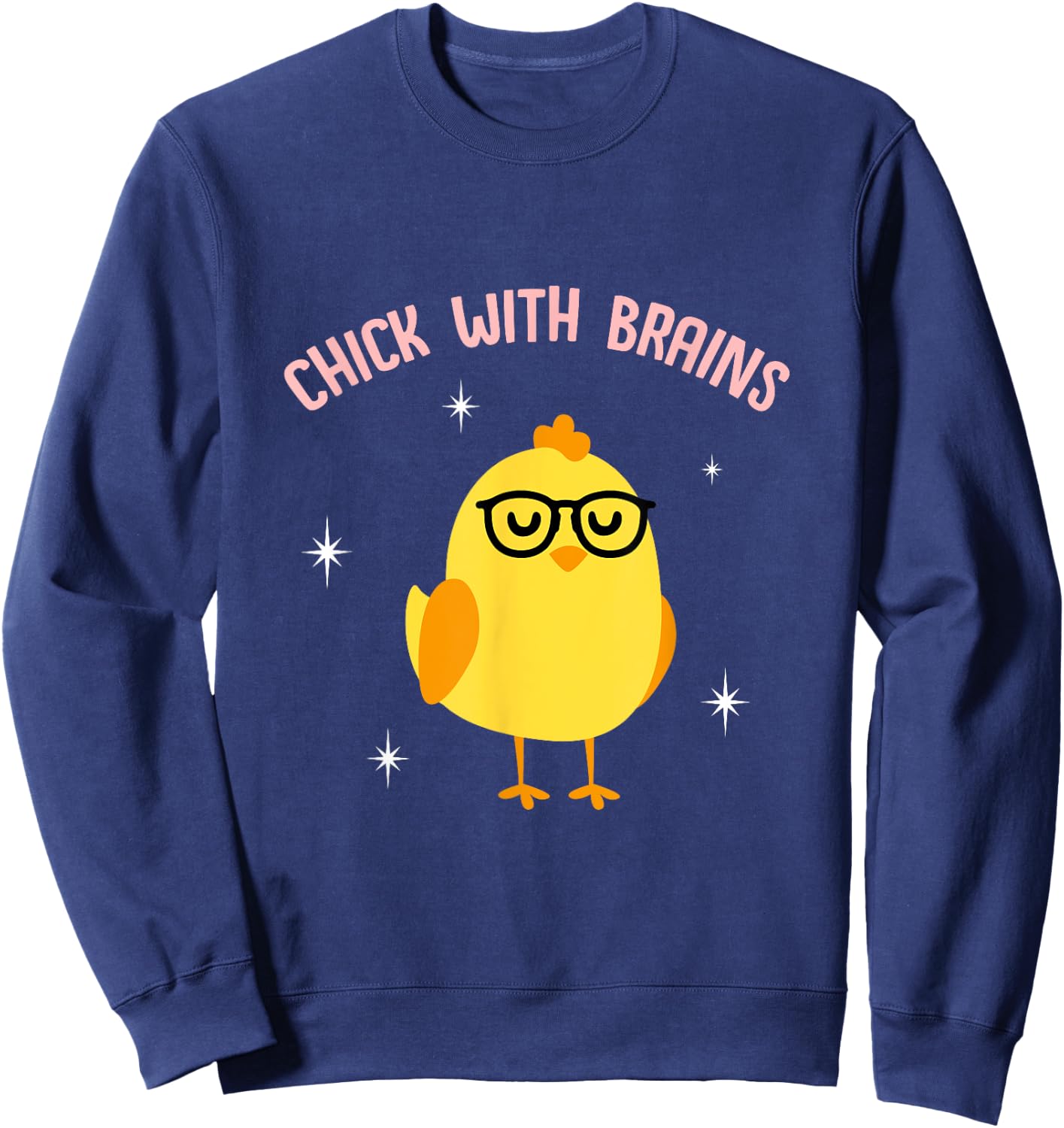CUTE CHICK WITH BRAINS for Ladies Girl Sweatshirt - Sweatshirt | Navy