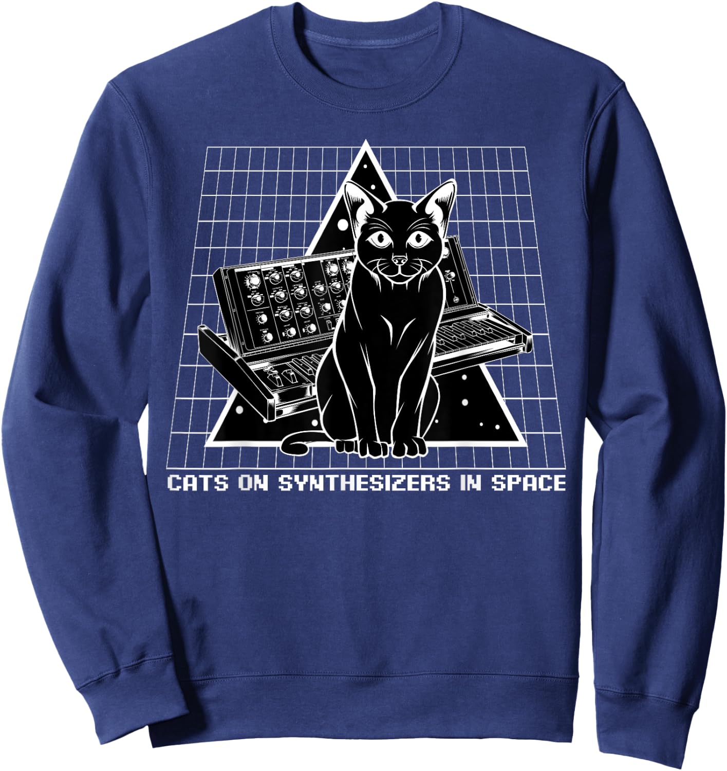 Cats On Synthesizers In Space Cat Owner Musician Gift Women Sweatshirt - Sweatshirt | Navy