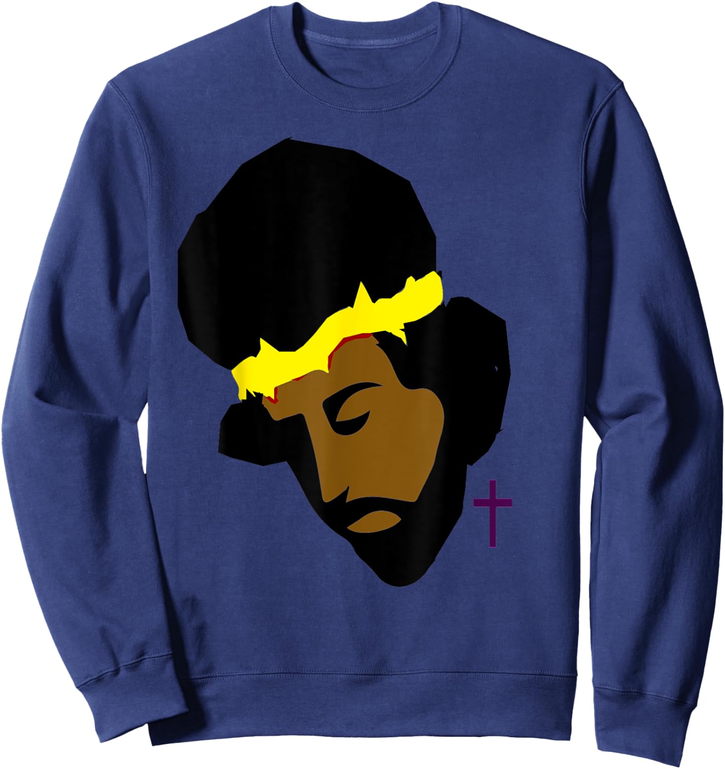 AFRICAN AMERICAN JESUS SHIRT | Black Jesus Art Sweatshirt - Sweatshirt | Navy