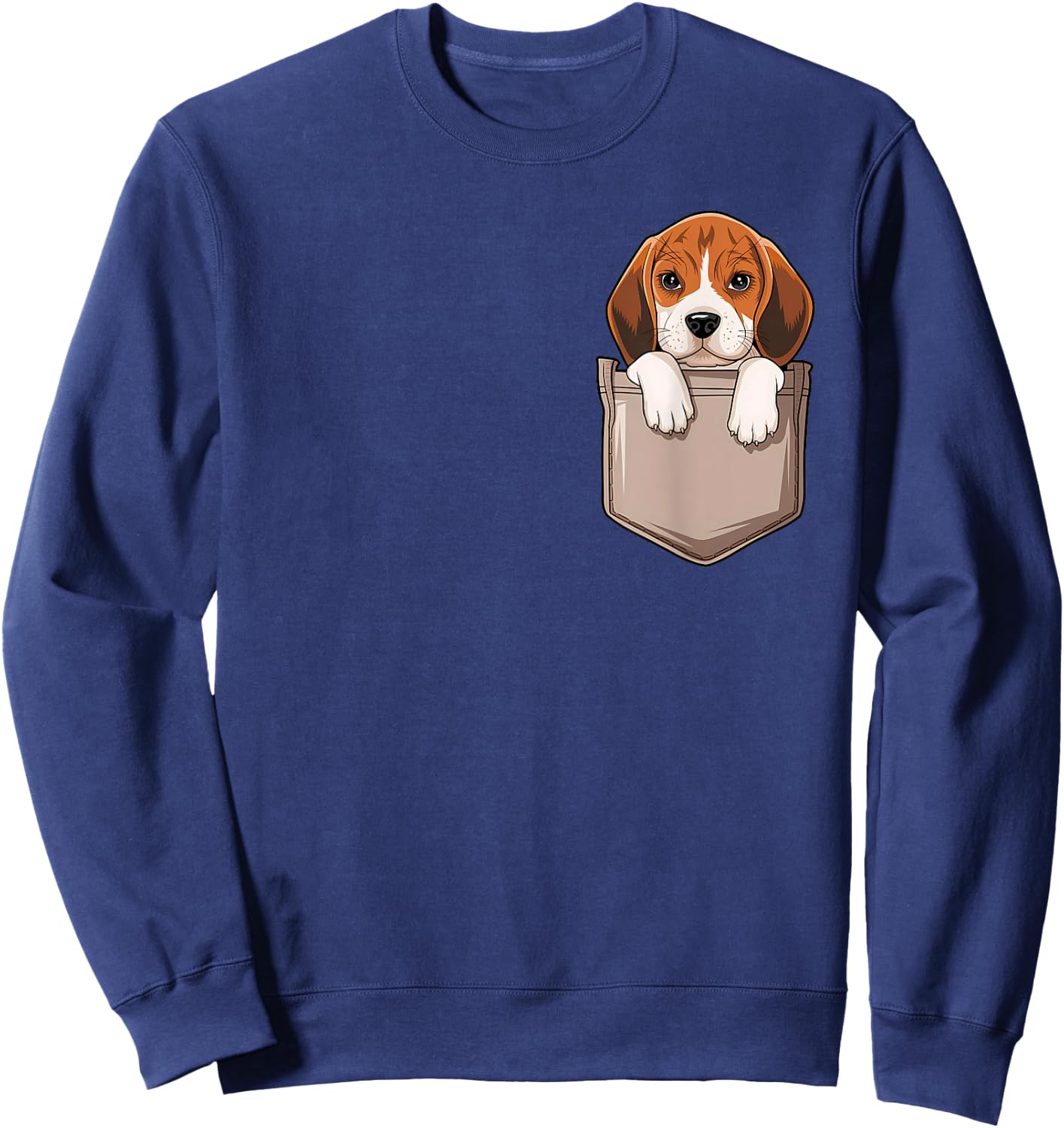 Beagle Dog In The Pocket Cute Pocket Beagle Face Pet Lover Women Kids Sweatshirt - Sweatshirt | Navy