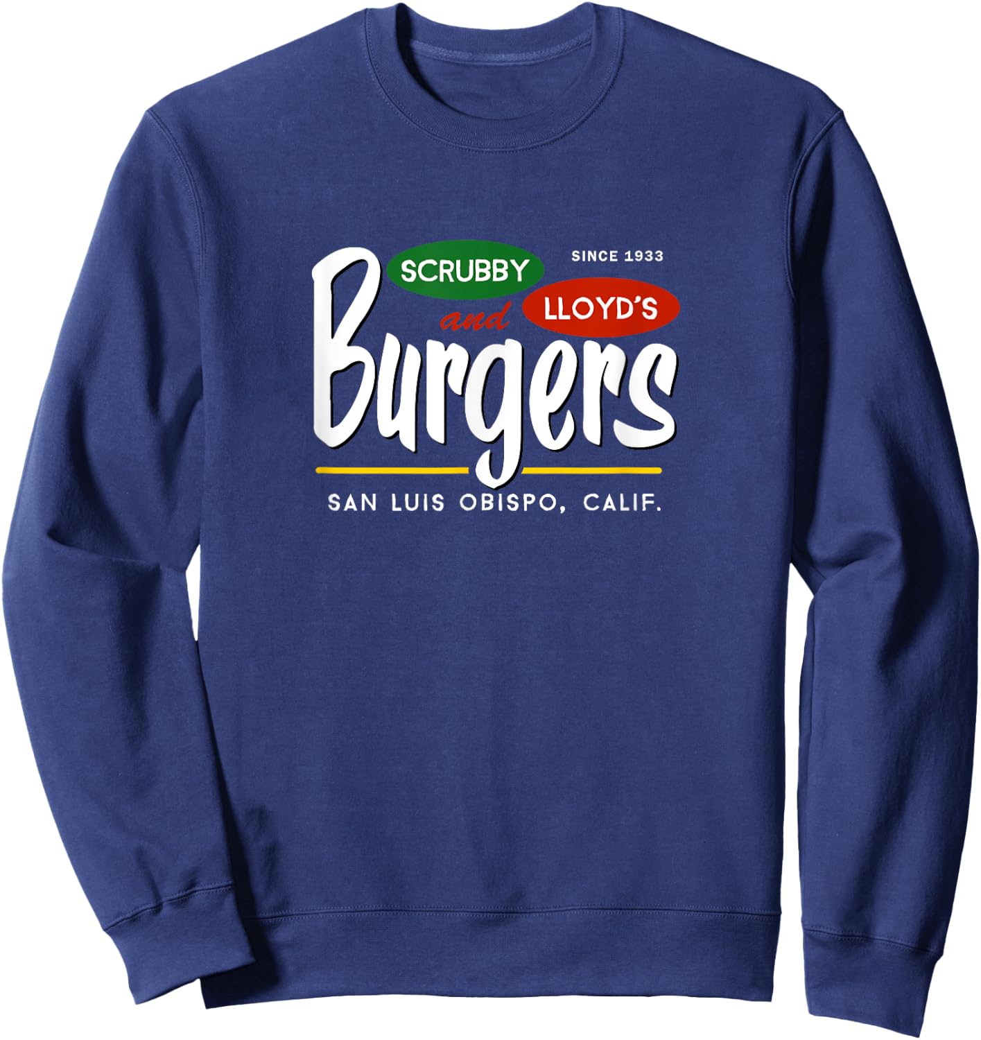 Scrubby & Lloyd's Burgers San Luis Obispo California Sweatshirt - Sweatshirt | Navy