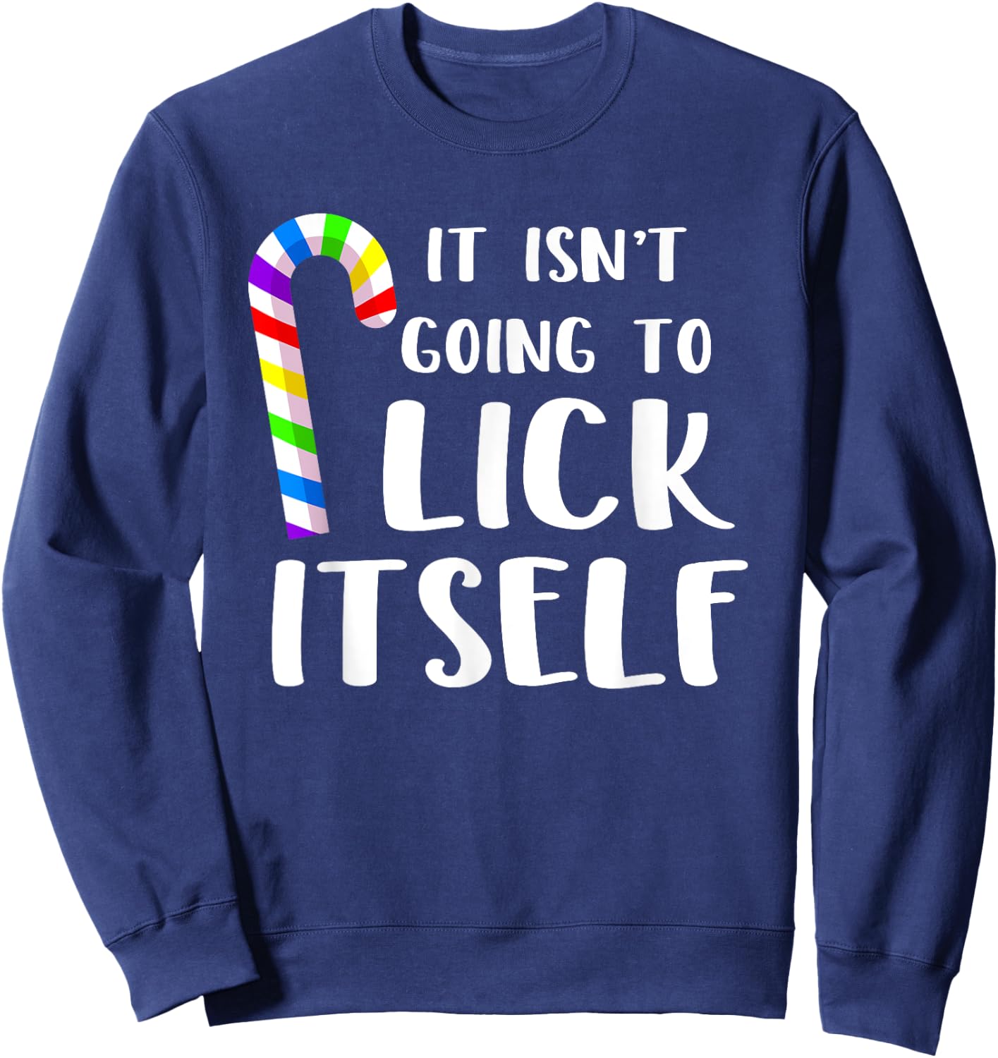 Funny Gay Pride Candy Cane Christmas Pajama Sweatshirt - Sweatshirt | Navy