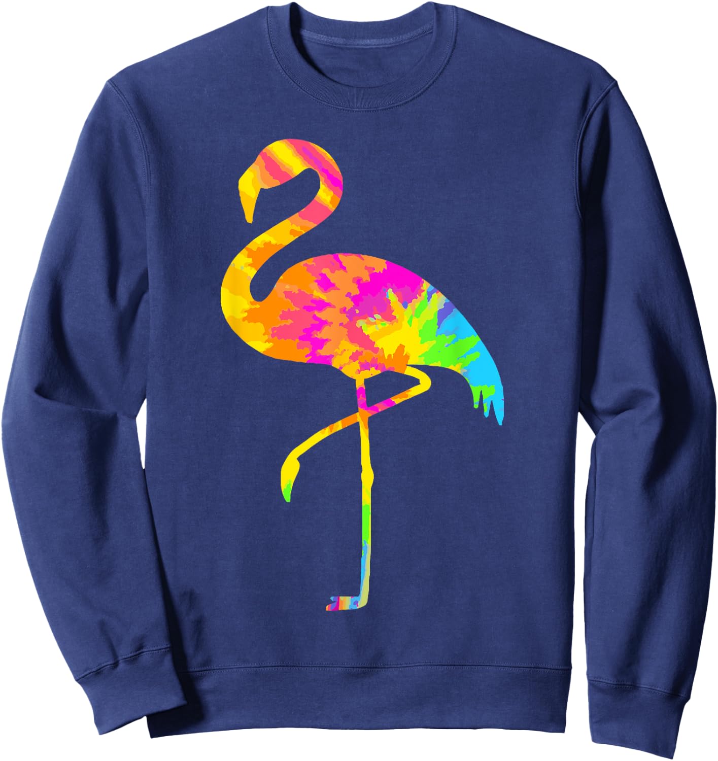 Flamingo Tie Dye Vintage Hippie Flamingo Lover Sweatshirt - Sweatshirt | Navy