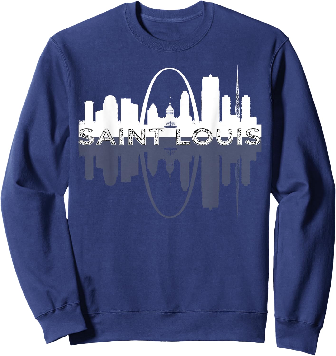 City of St Louis Missouri Skyline Art Gateway Arch Graphic Sweatshirt - Sweatshirt | Navy