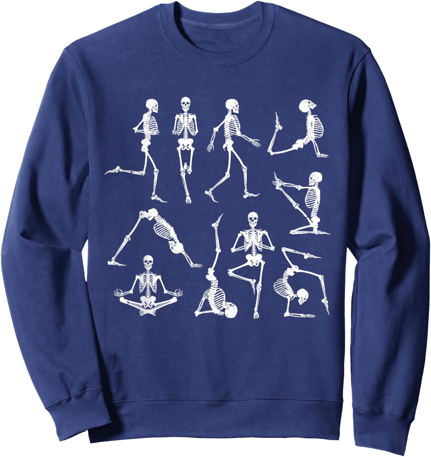 Skeleton Yoga Poses Funny Halloween Flexible Bone Yogi Crew Sweatshirt - Sweatshirt | Navy