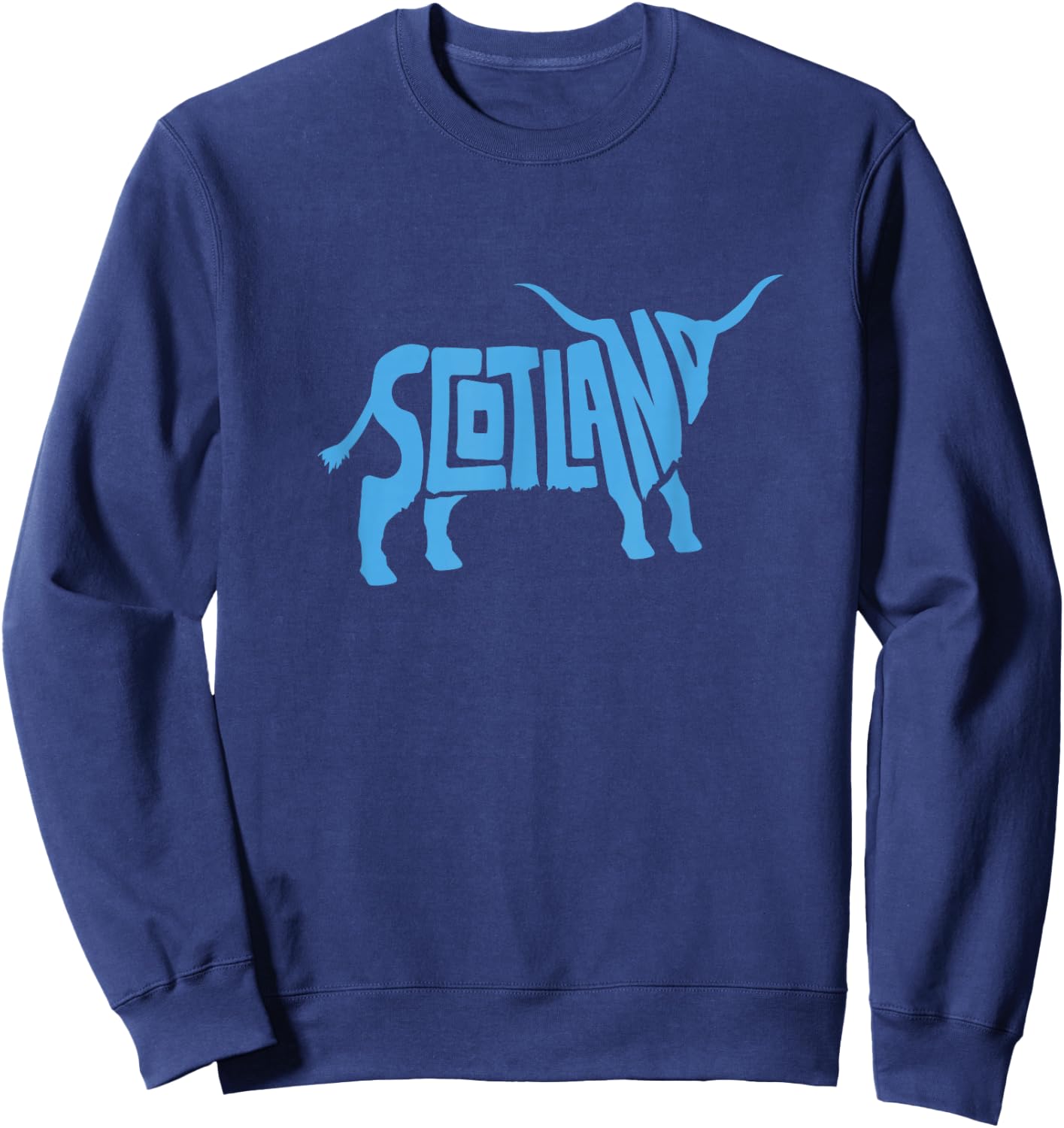 Scotland Word Art - Funny Scottish Bull Animal Sweatshirt - Sweatshirt | Navy