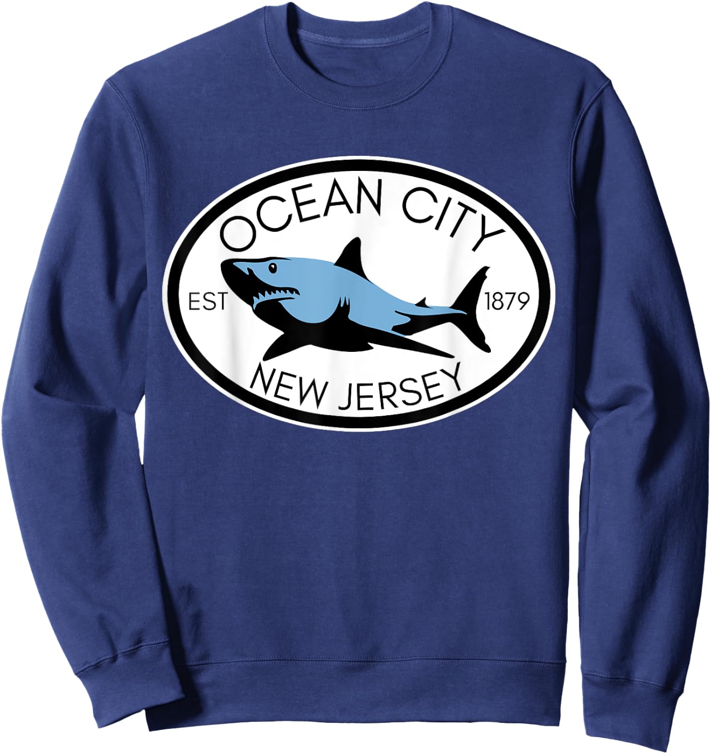 Ocean City New Jersey Fishing Shark Fish Beach Boating NJ Men Women Girls Kids Sweatshirt - Sweatshirt | Navy
