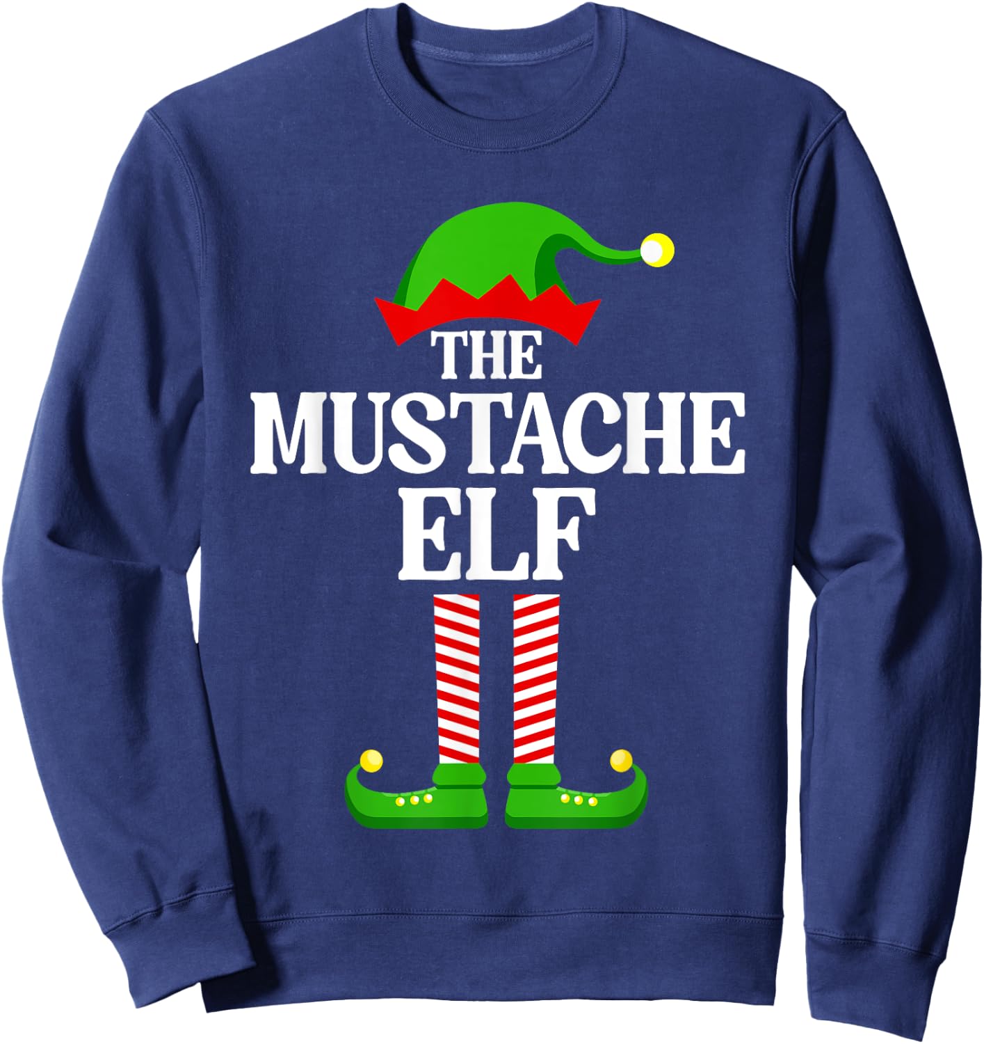 Mustache Elf Family Matching Group Funny Christmas Sweatshirt - Sweatshirt | Navy