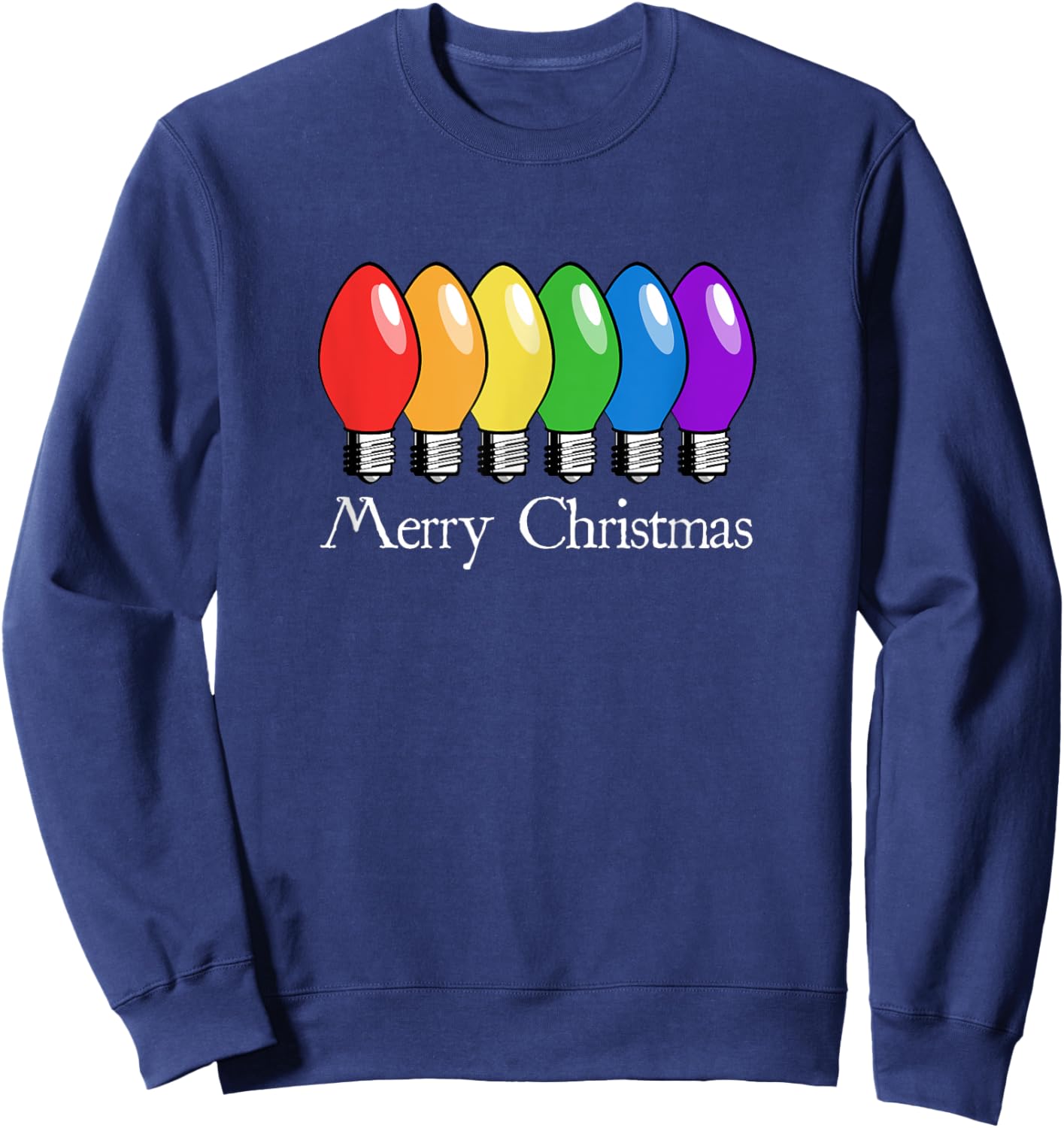 Retro Christmas Lights Rainbow Sweatshirt - Sweatshirt | Navy