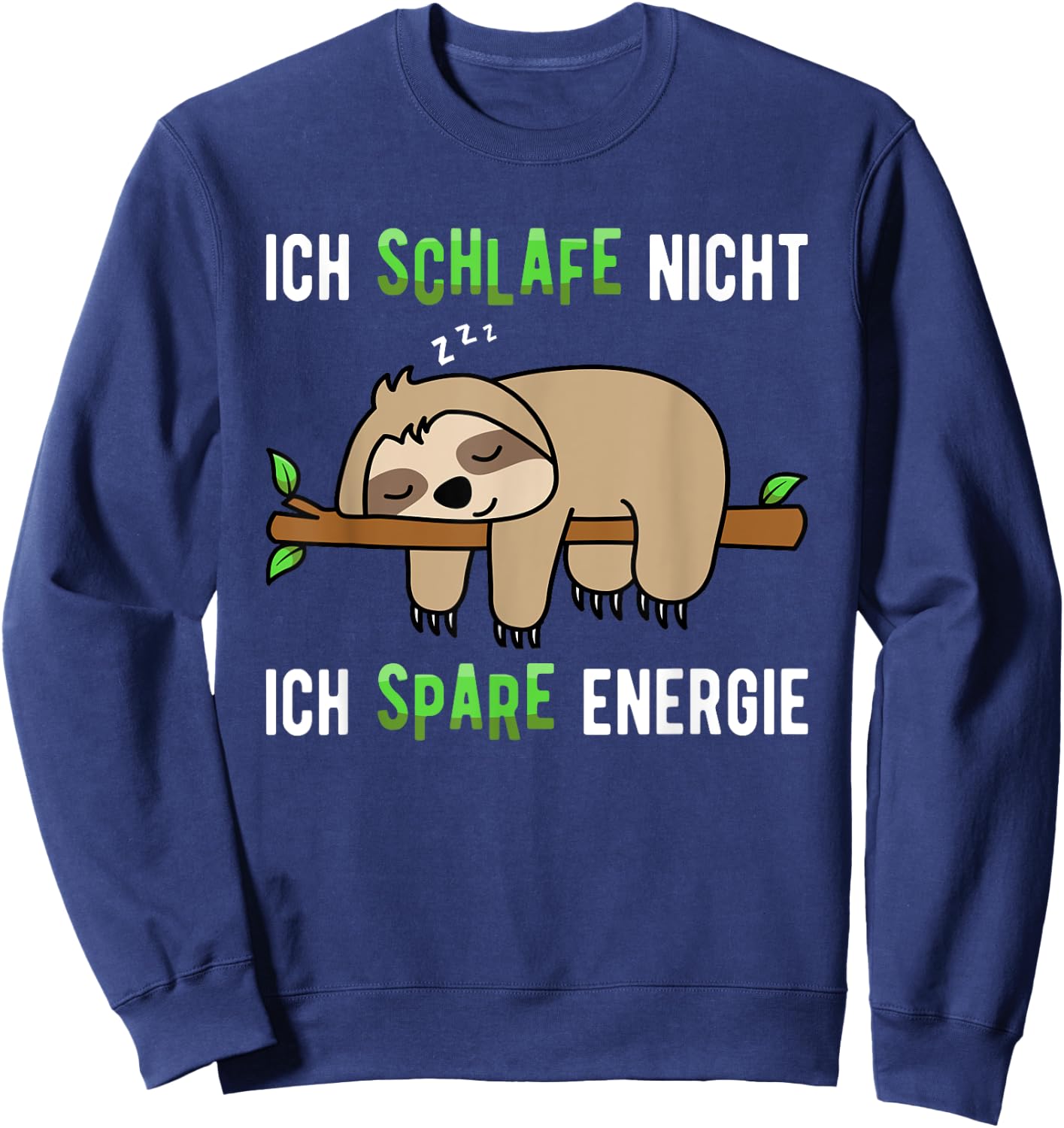 Ich Schlafe nicht Ich Spare Energie. Boys, , Short Sleeve, Sloth Saying , black Sweatshirt - Sweatshirt | Navy