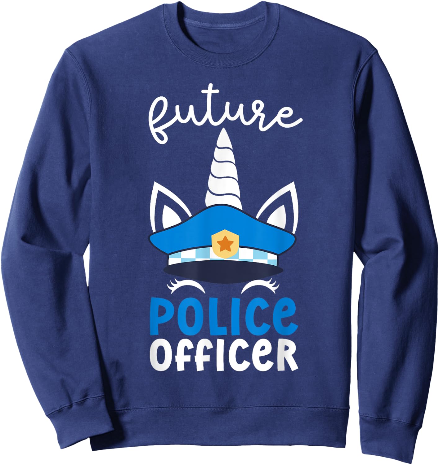 Future Police Officer Girl Unicorn Future Policeman Kids Sweatshirt - Sweatshirt | Navy