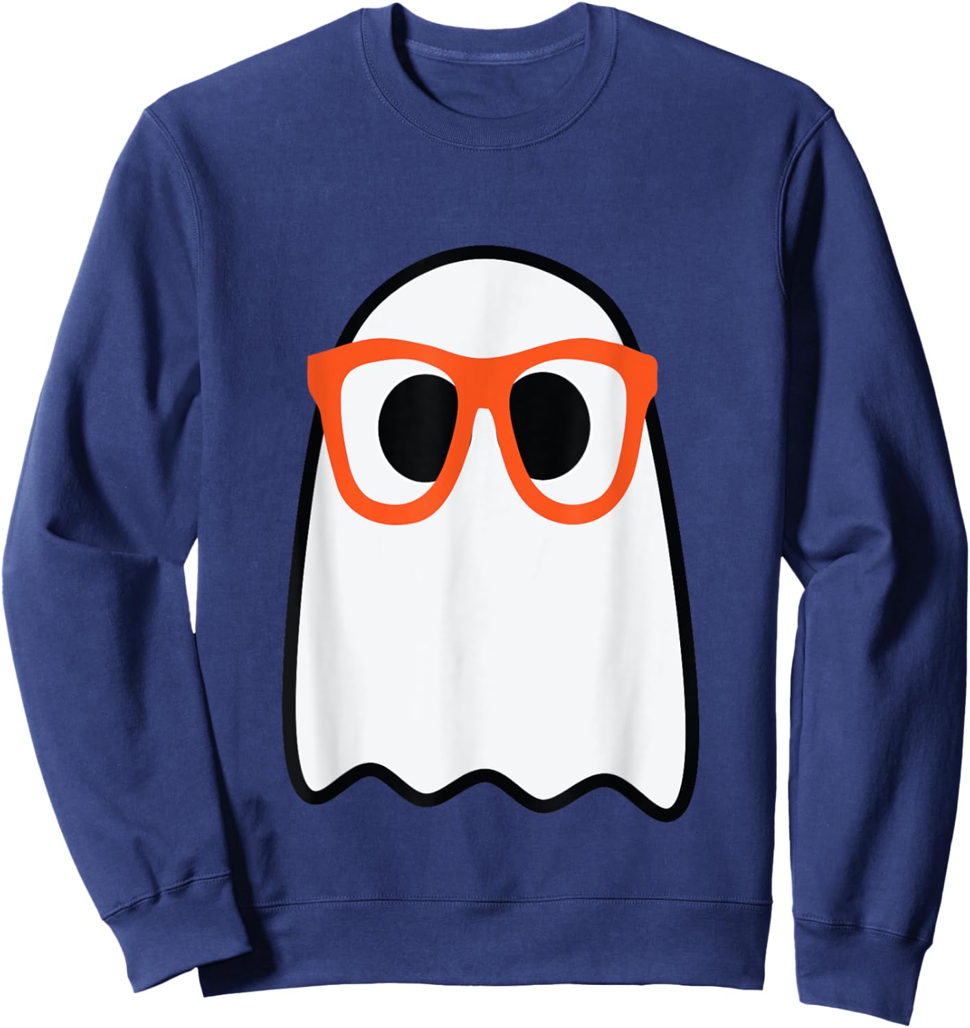 Nerdy Ghost Cute Orange Glasses Halloween Hipster Funny Sweatshirt - Sweatshirt | Navy
