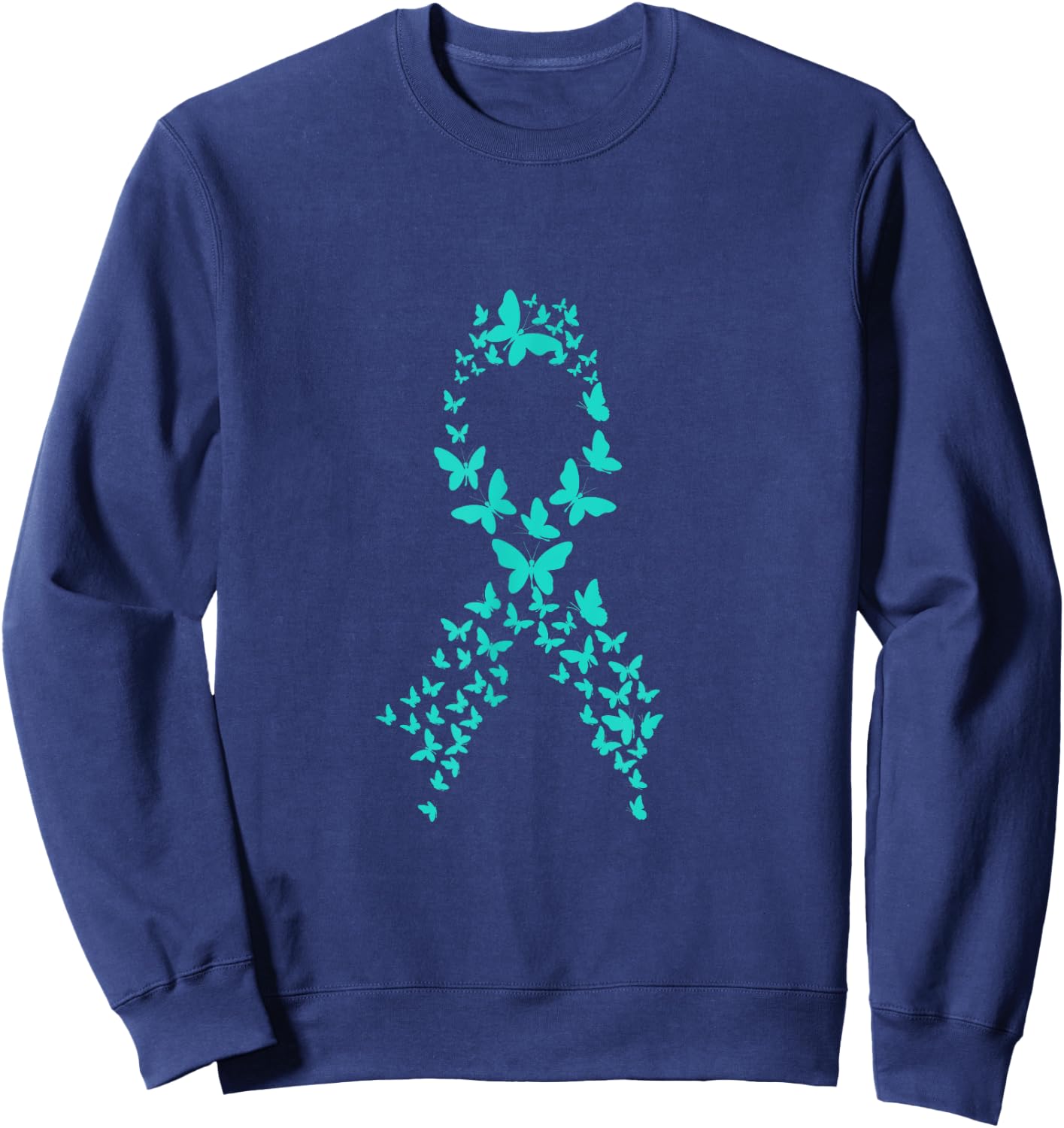 Teal Ribbon Ovarian Cancer Awareness Sweatshirt - Sweatshirt | Navy