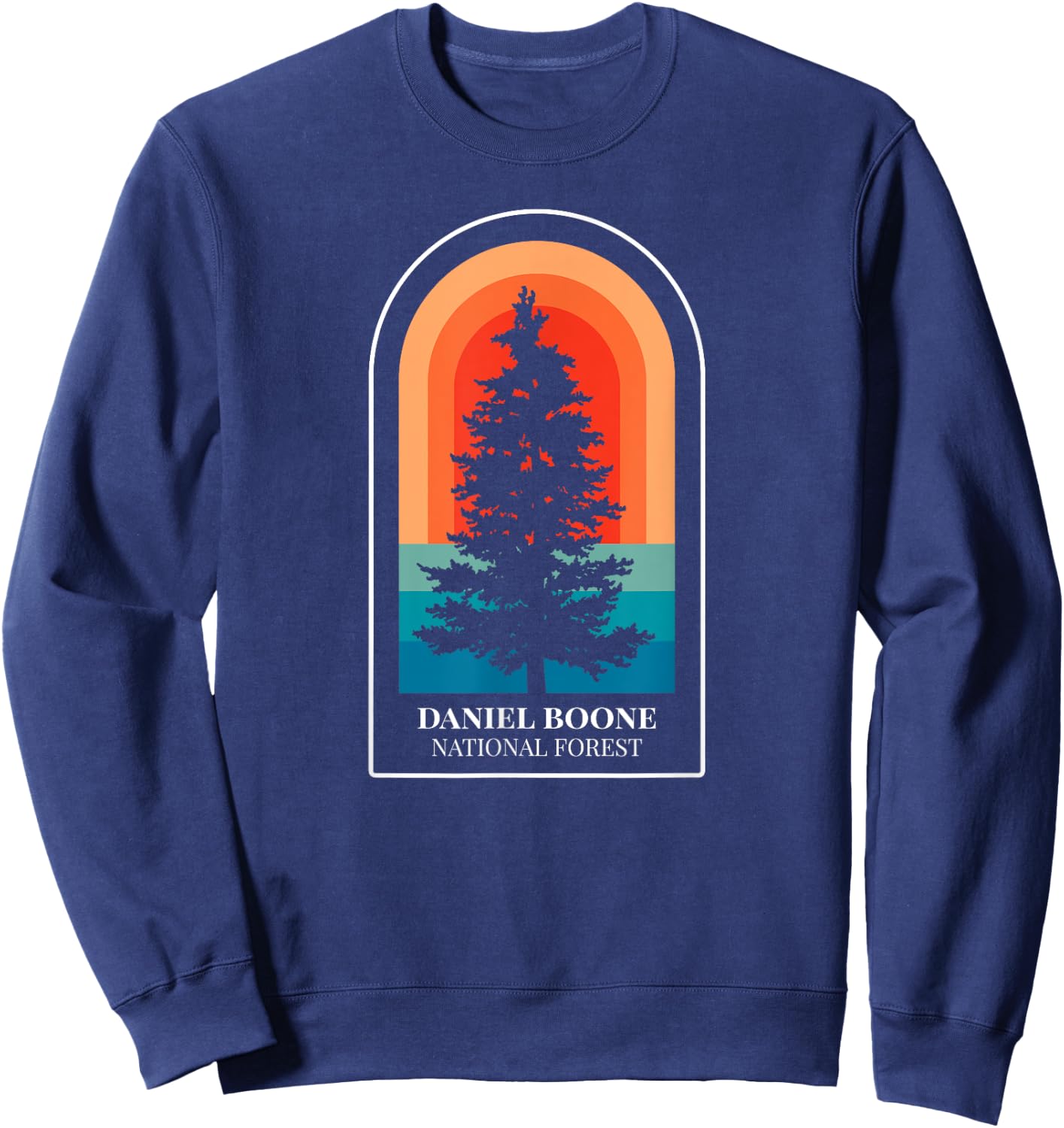 Retro Daniel Boone National Forest Kentucky Hiking Sweatshirt - Sweatshirt | Navy