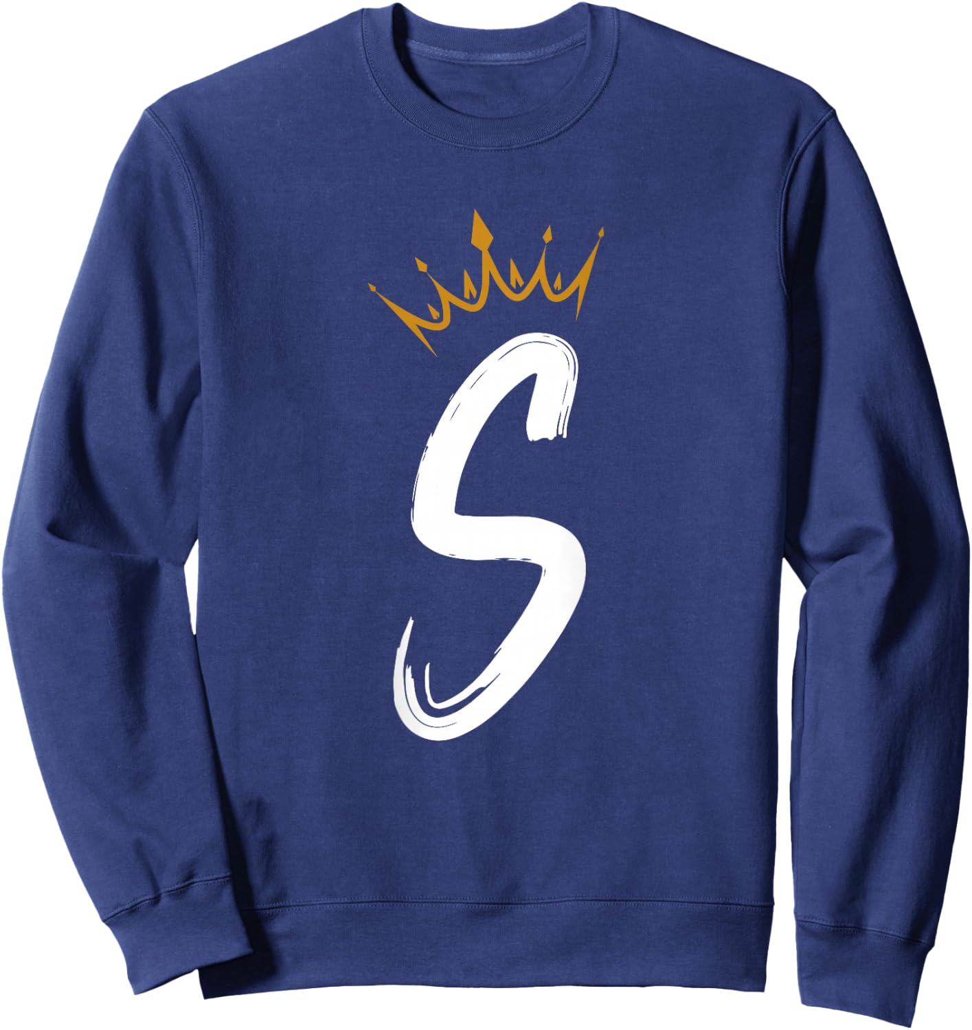 Queen King Letter S - BACKSIDE Letter With Crown Alphabet Sweatshirt - Sweatshirt | Navy