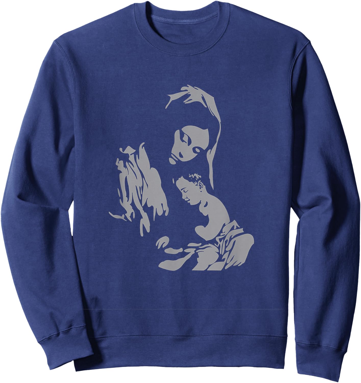 Our Lady Virgin Mary with Baby Jesus Catholic Sacred Apparel Sweatshirt - Sweatshirt | Navy