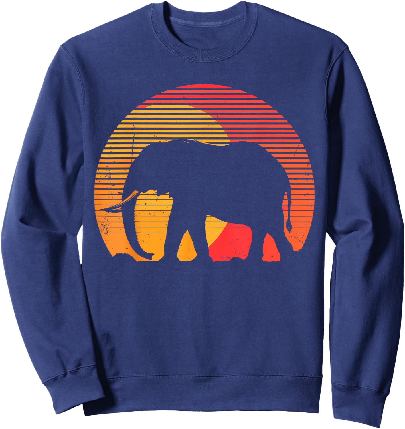 Retro Vintage Elephant 70s 80s Elephant Wild Animals Lover Sweatshirt - Sweatshirt | Navy