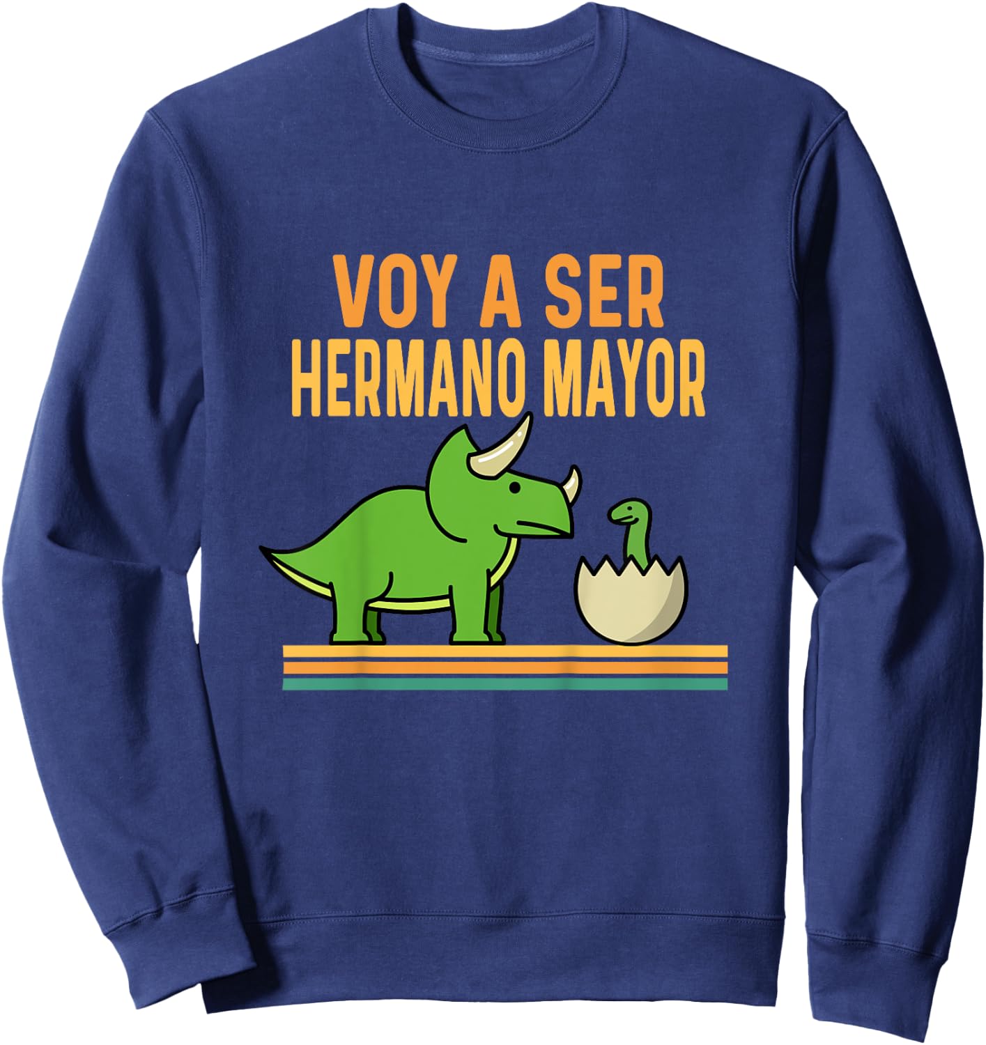 Children's Voy A Ser Hermano Mayor Baby Triceratops Dinosaur , black Sweatshirt - Sweatshirt | Navy