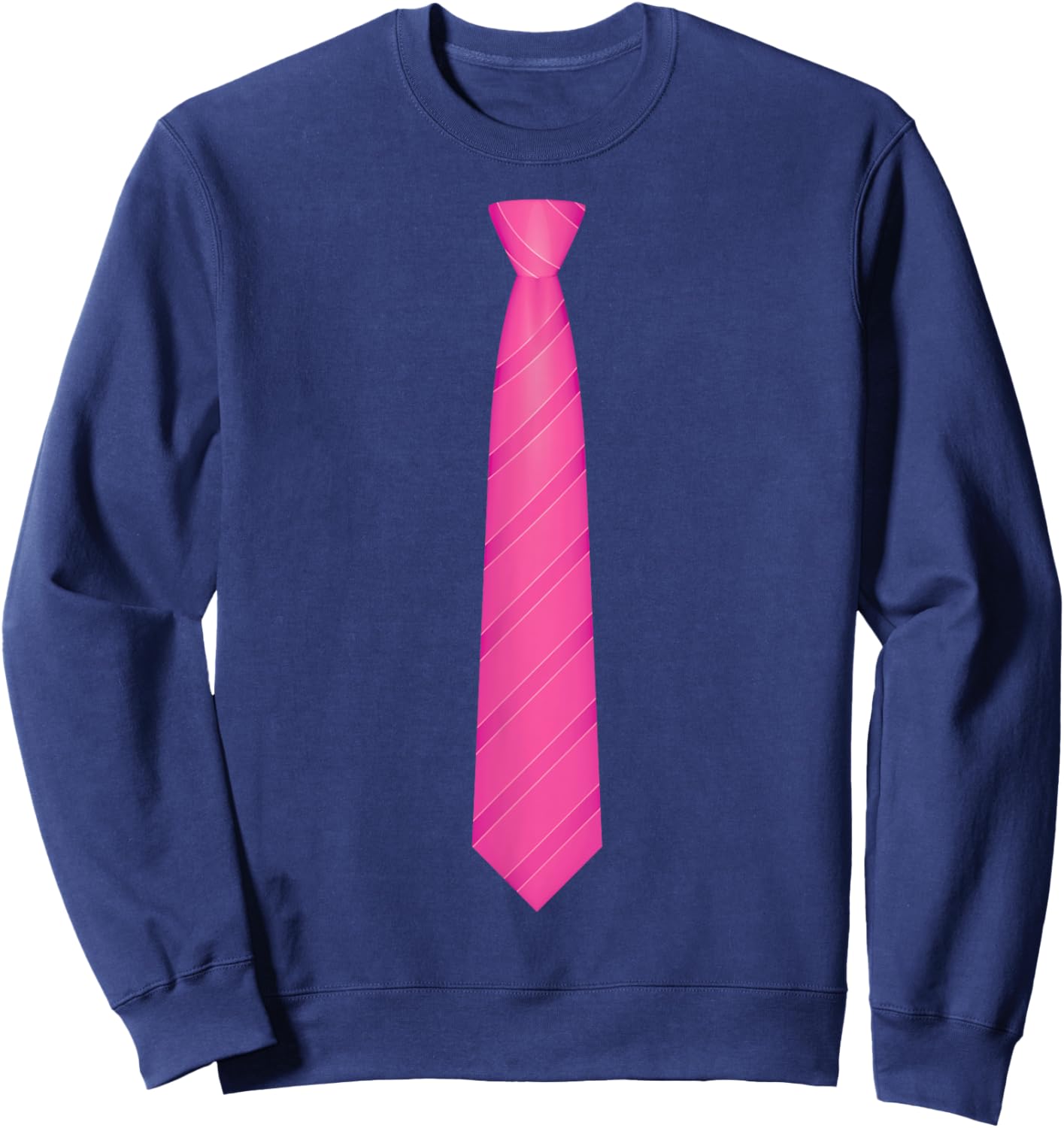 Pink Striped Tie, Necktie Funny Dress Graphic Sweatshirt - Sweatshirt | Navy