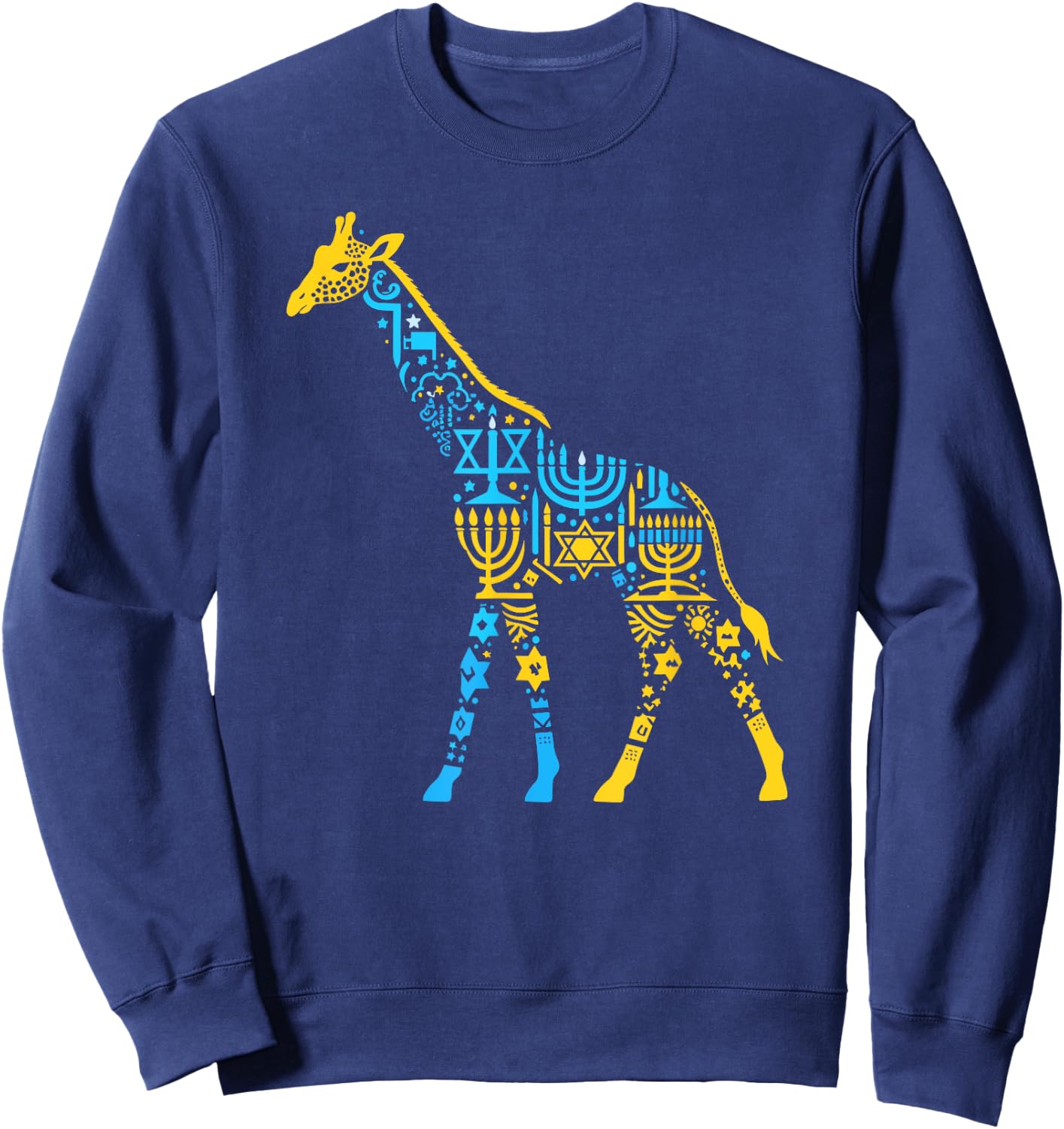 Giraffe Menorah Dreidel Jewish Hanukkah Kids Sweatshirt - Sweatshirt | Navy